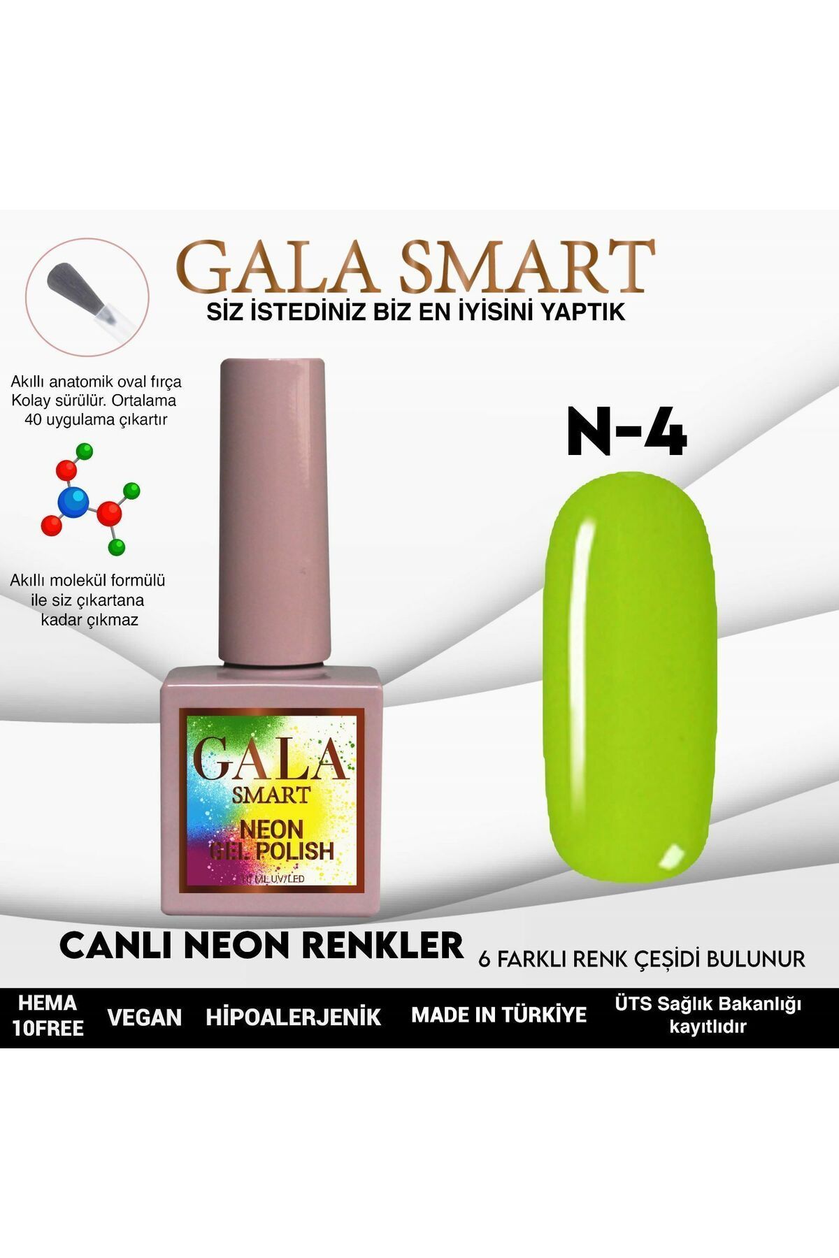 gala smart Neon Kalıcı Oje 10ml N04