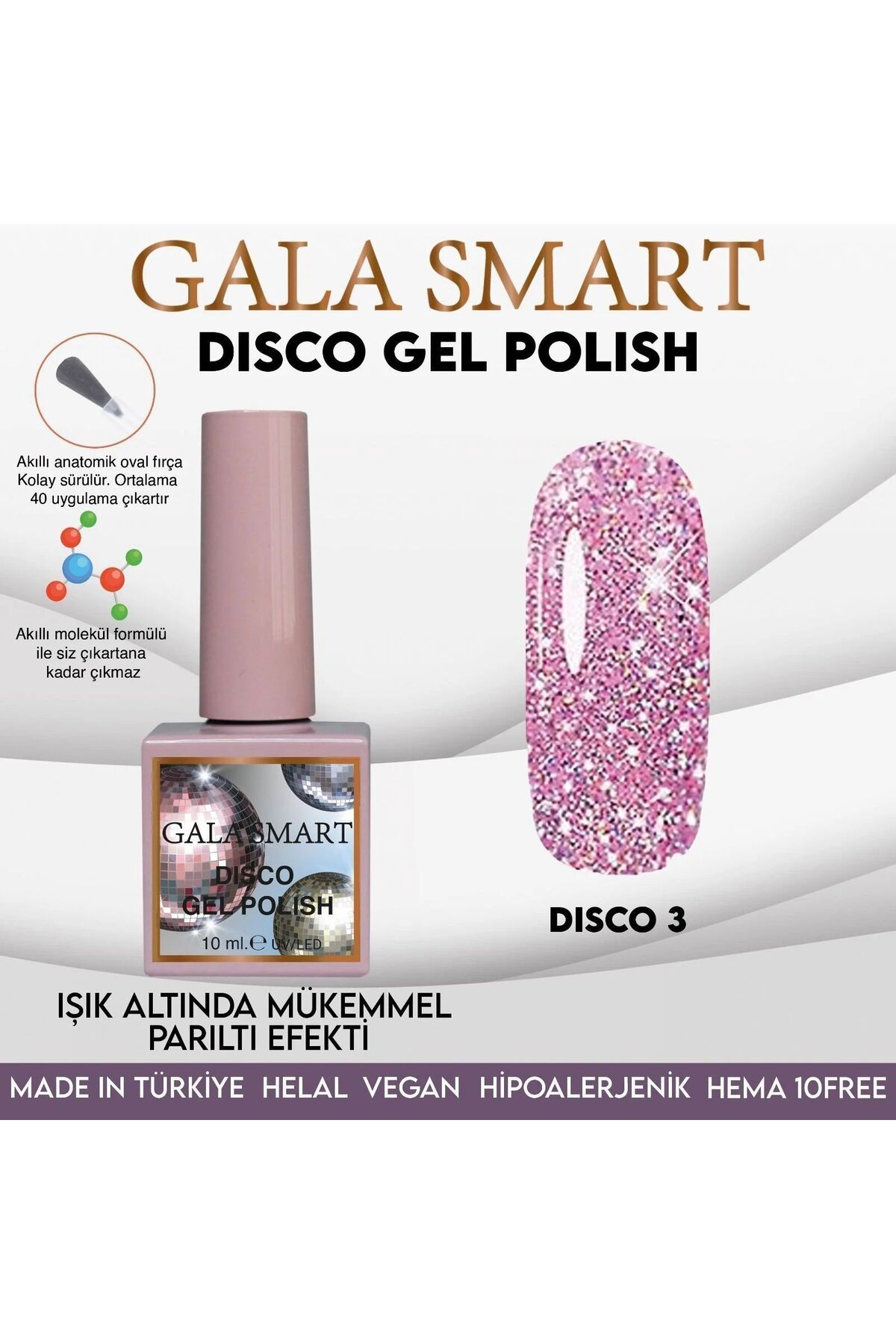 gala smart Disco Kalıcı Oje 10ml D03