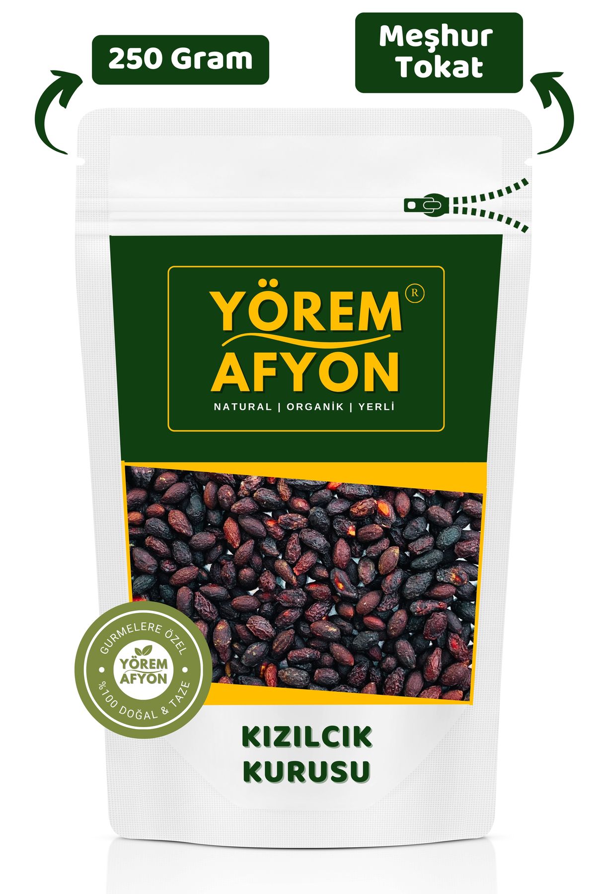 Gülçehre Tokat Yöresinden Doğal Olarak Gölgede Kurutulmuş Katkısız Kızılcık Kurusu {Cornus Mas} | 250Gr.