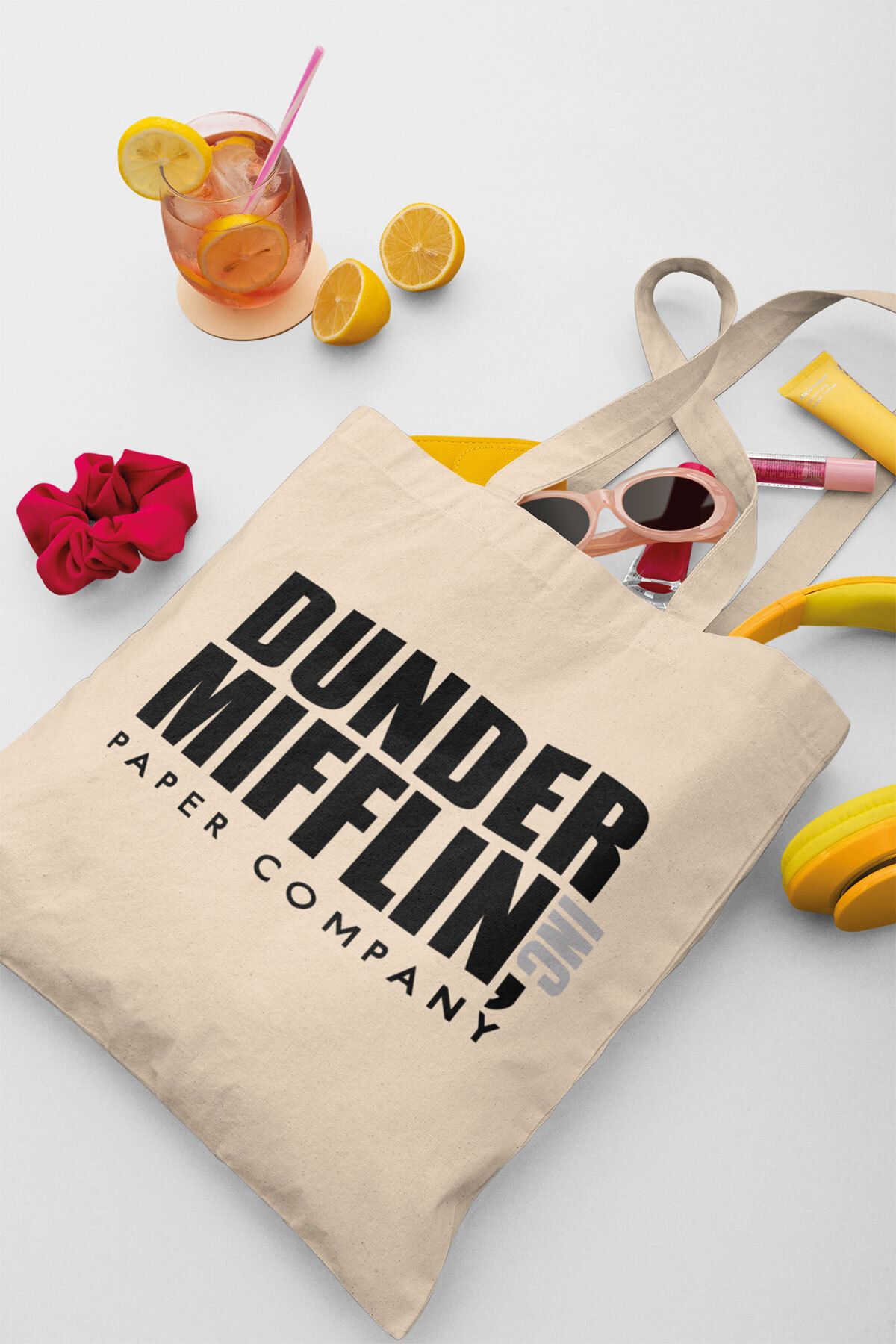 qoeuyl boutique Dunder Mifflin The Office Baskılı Omuz Çantası %100 Pamuklu Tote Bag Ham Bez Çanta