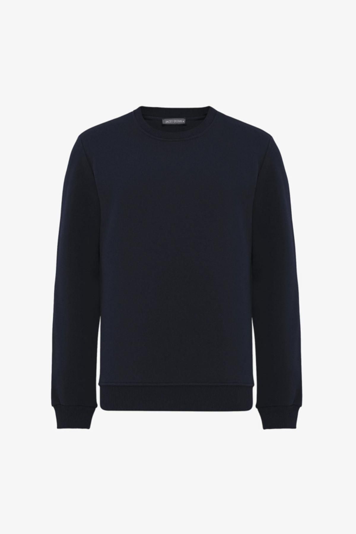 Escetic-Navy Blue Thick Fleece Inside O Neck Regular Fit Winter Men's Sweatshirt T0136 2