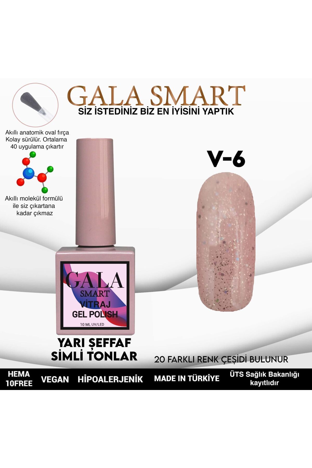 gala smart Vitraj Kalıcı Oje 10ml V06