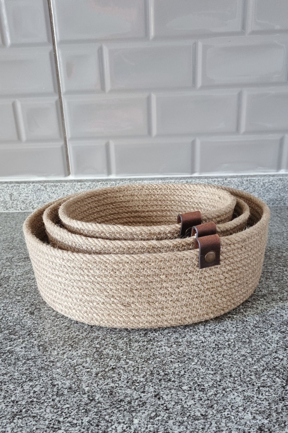 MKY-3-Piece Jute Wicker Basket - Oval Organizer, Kitchen and Bathroom Organizer 7