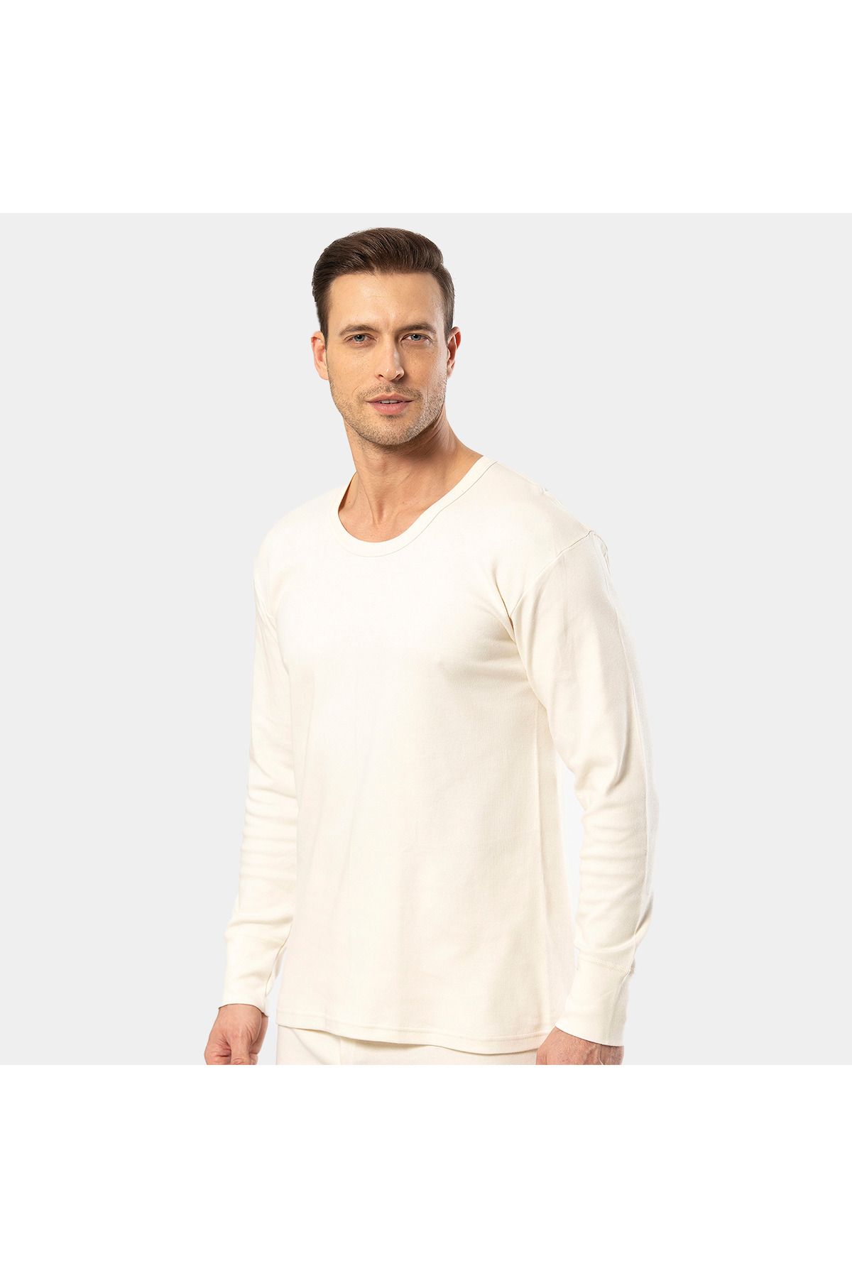 TÜREN-Türen Men's Interlock Long Sleeve Undershirt 116/Cream 2