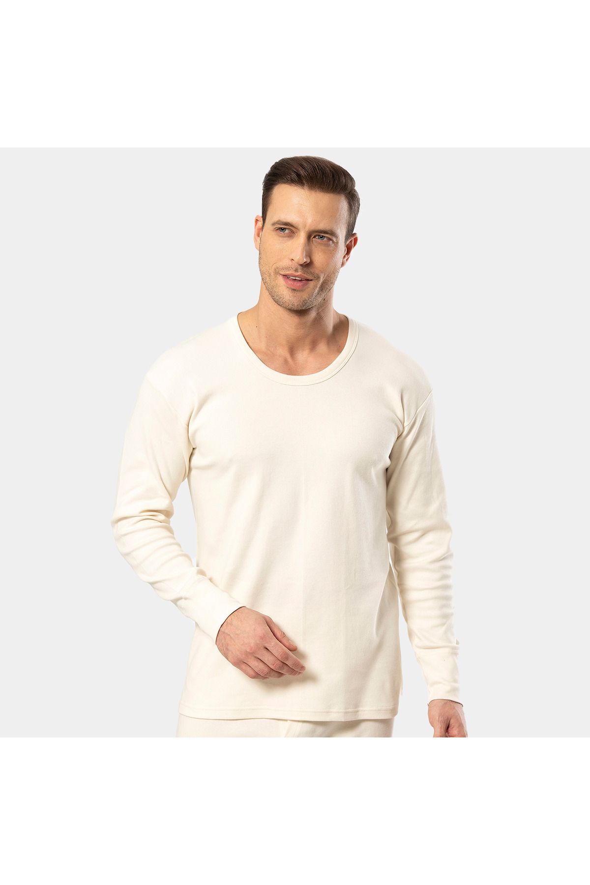 TÜREN-Türen Men's Interlock Long Sleeve Undershirt 116/Cream 3