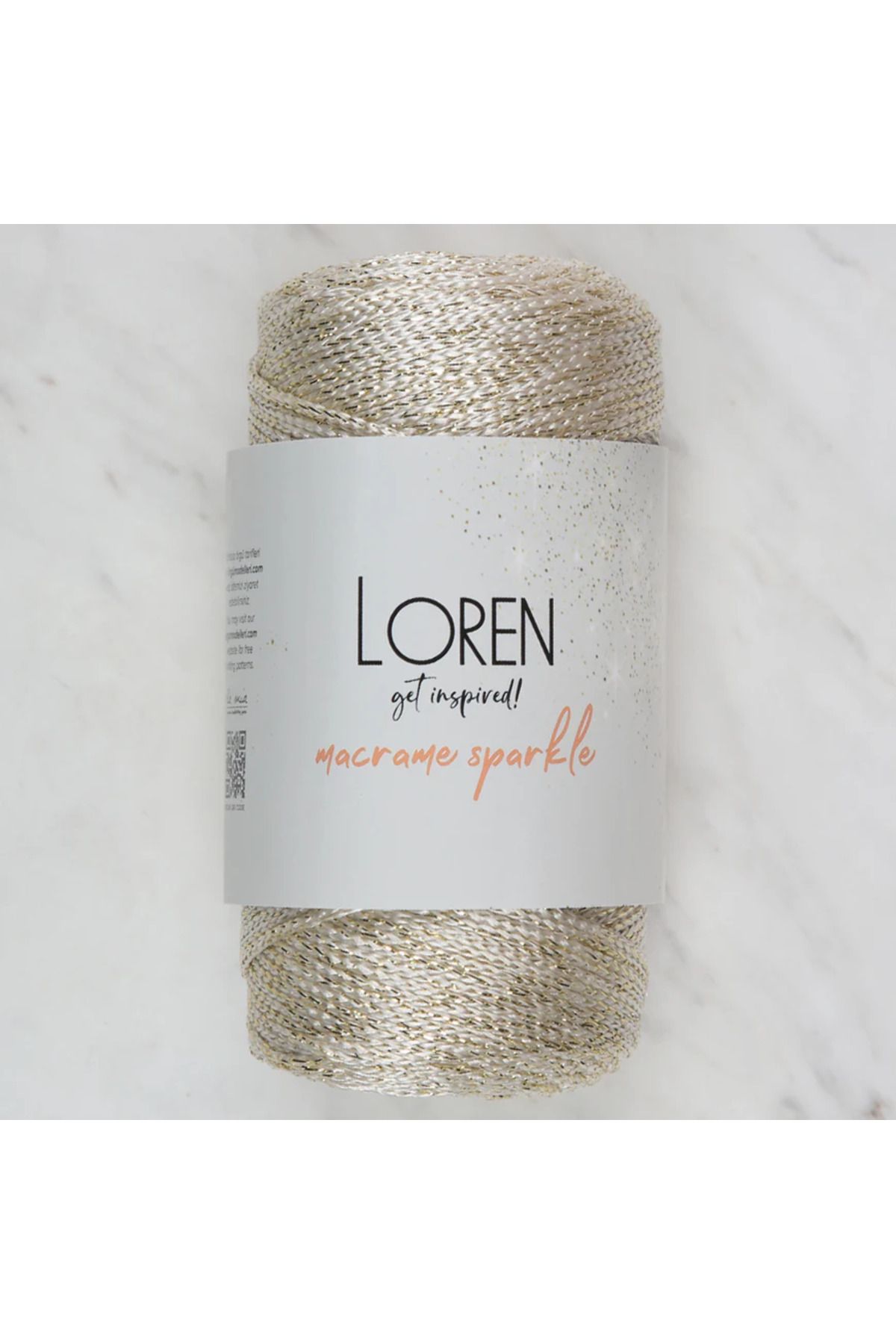 etexy Loren Macrame Sparkle Simli Krem El Örgü İpi - RM