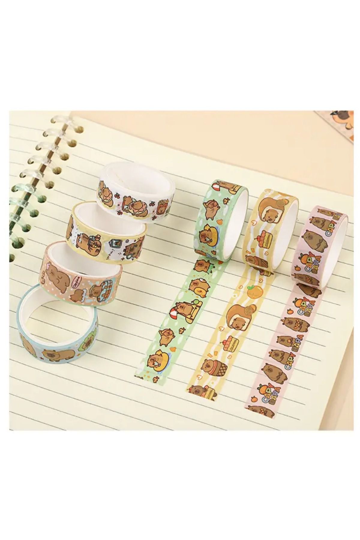 Kawai Kapibara Capybara 4 Adet Washi Tape Sticker Bant