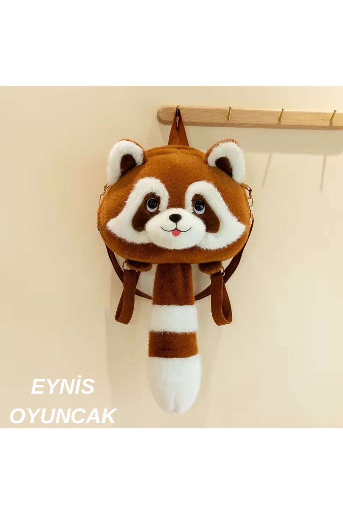 EYNİS OYUNCAK RAKUN PELUŞ ÇANTA ZİNCİRLİ EL VE ASKILI PELUŞ ÇANTA PELUŞ OYUNCAK