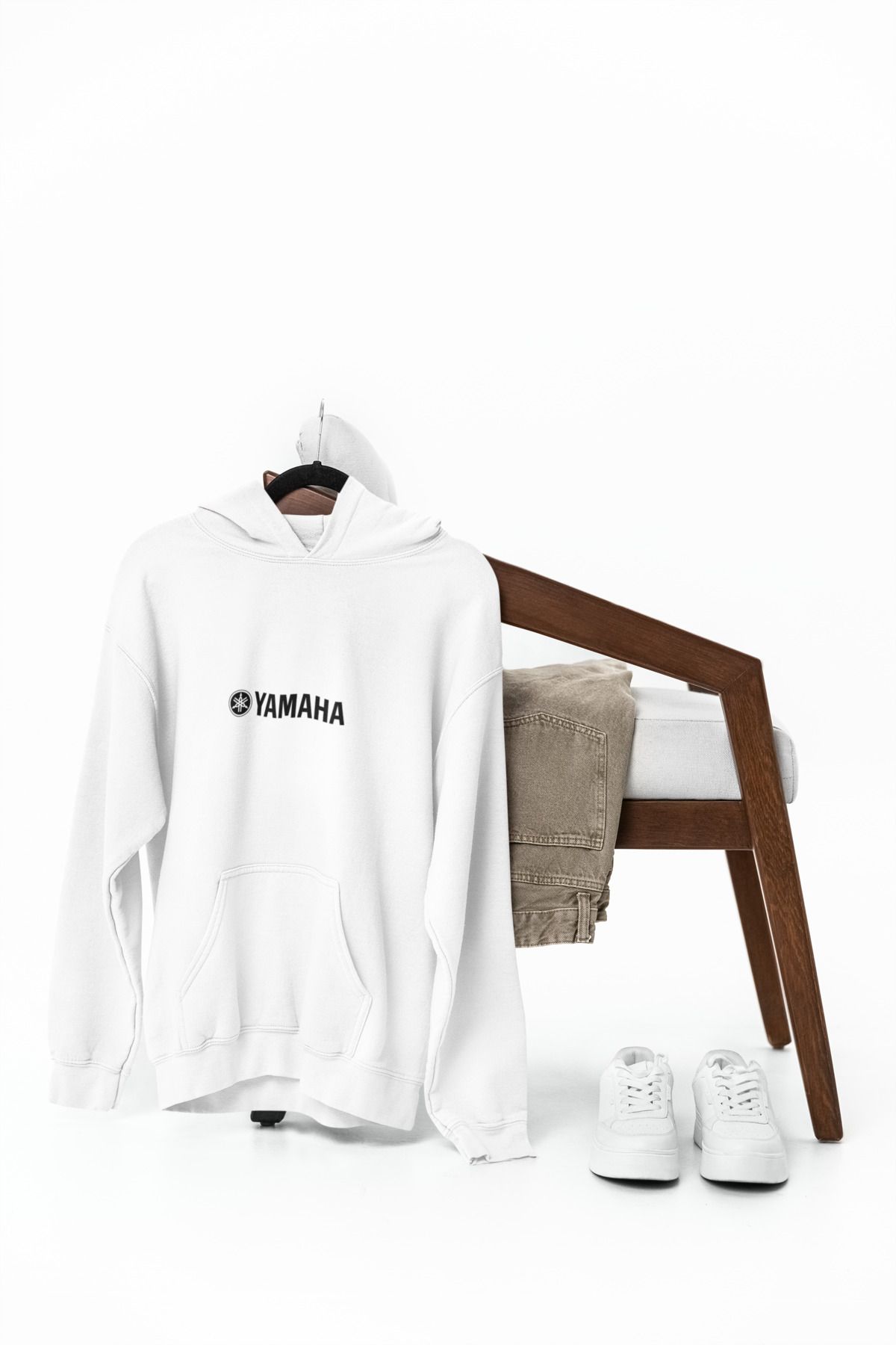 SVART WEAR YAMAHA R3 Baskılı Oversize Premium Beyaz Hoodie Sweatshirt