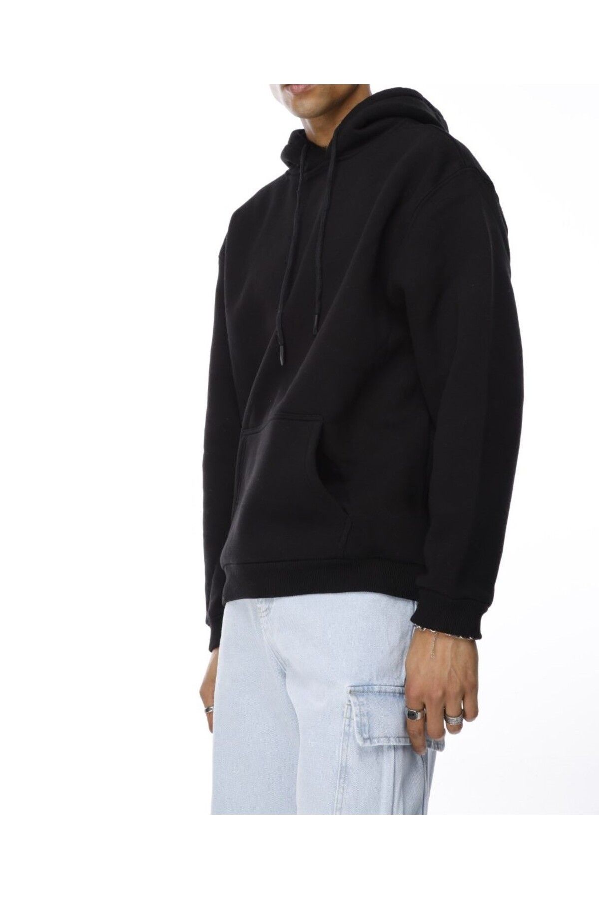 3E1K Kapüşonlu Siyah Sweatshirt