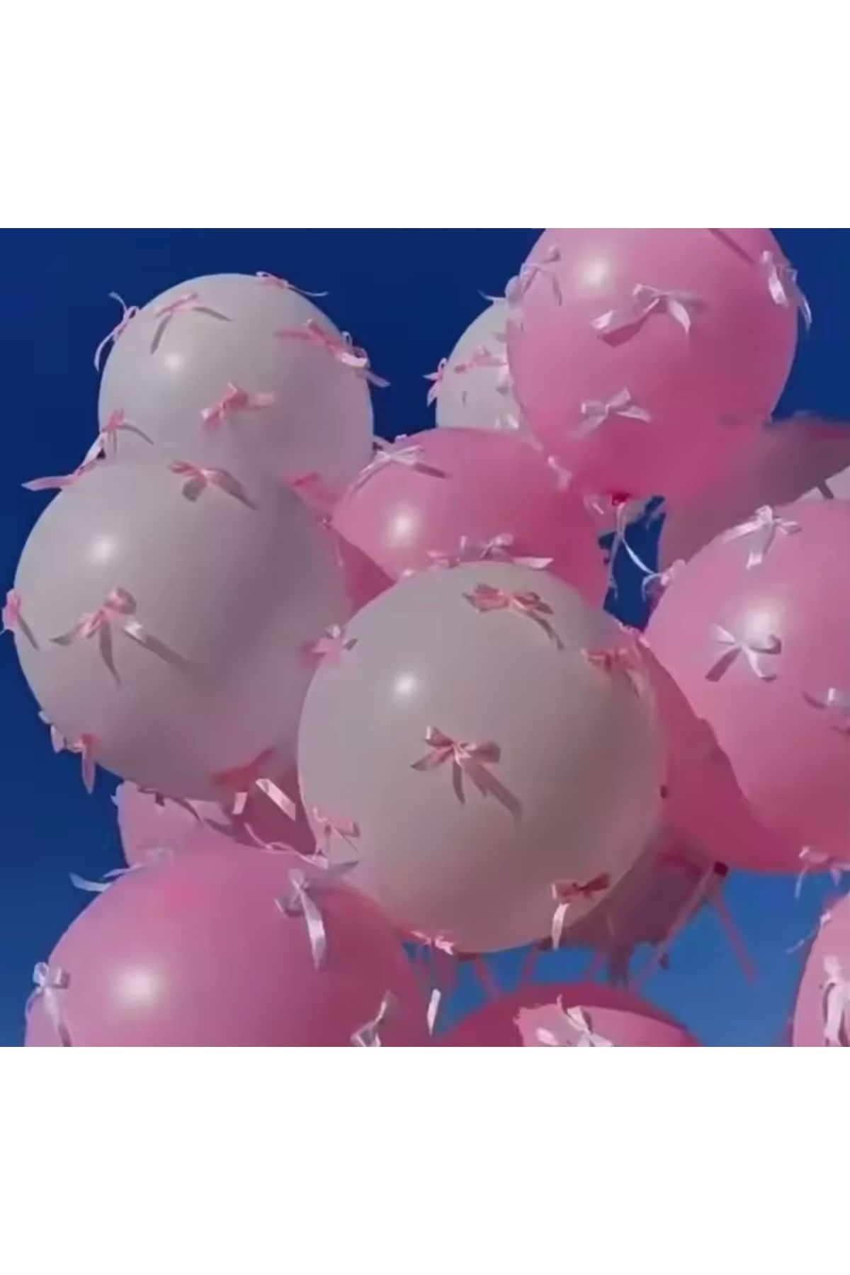 Pink Party Concept Fiyonk Kurdeleli  3 Pastel pembe 3 Beyaz balon