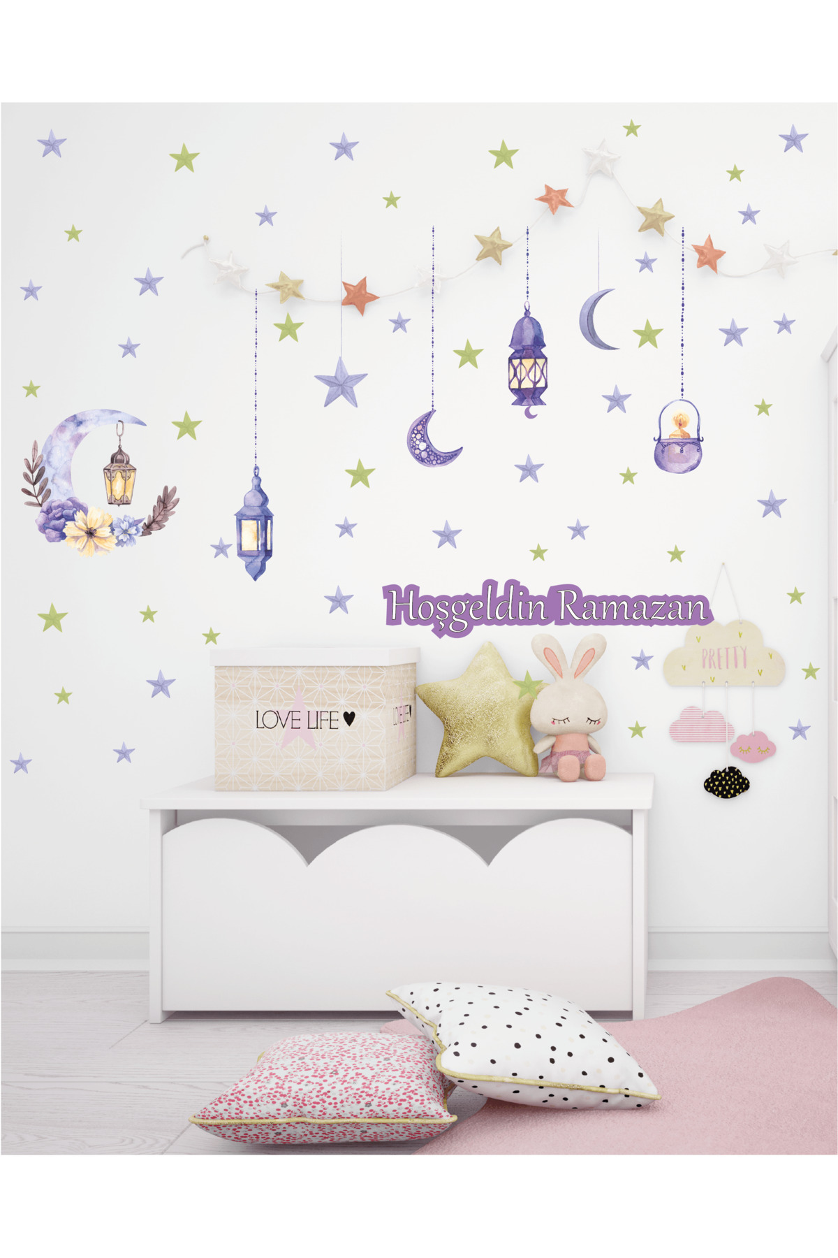 Ramazan Temalı Sticker Ramazan ayı Cam Duvar süsleri Dini sticker İslam Ramazan figürleri