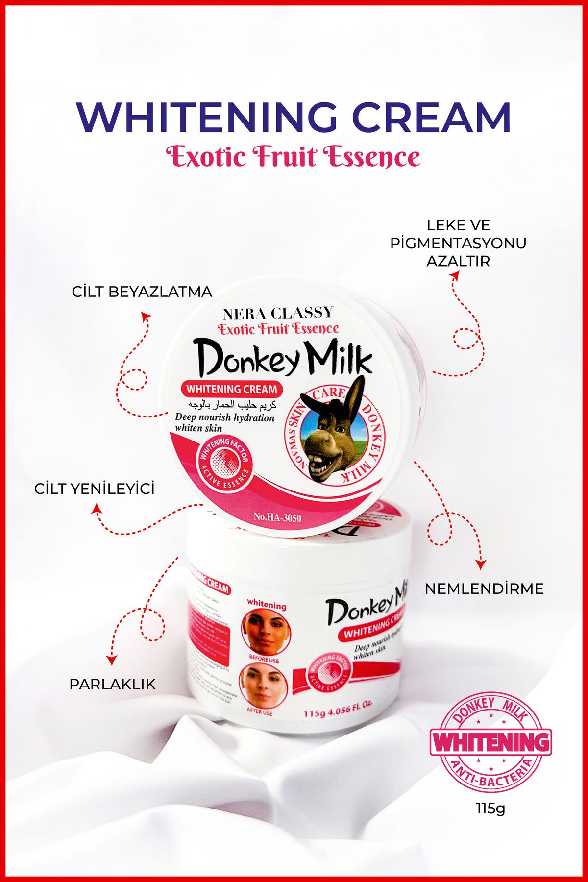 Nera Classy Donkey Milk Whitening Cream 115g (Kırmızı)