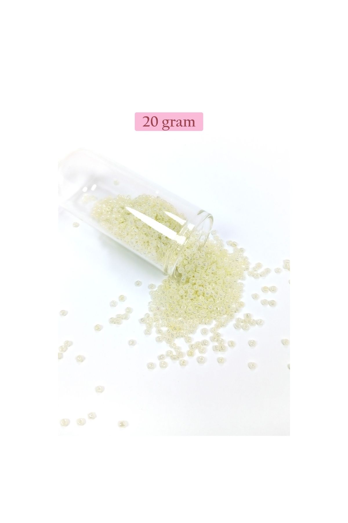 maarketim Dökme Cam Kum Boncuk (11/0) 2 mm - 20 Gram - Krem