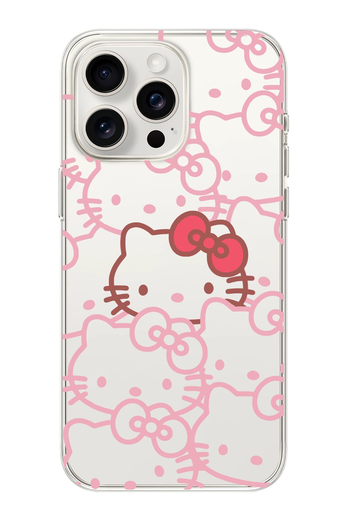 moonset Iphone 14 Pro Max Uyumlu Hello Kitty Tasarımlı Baskılı Şeffaf Telefon Kılıfı