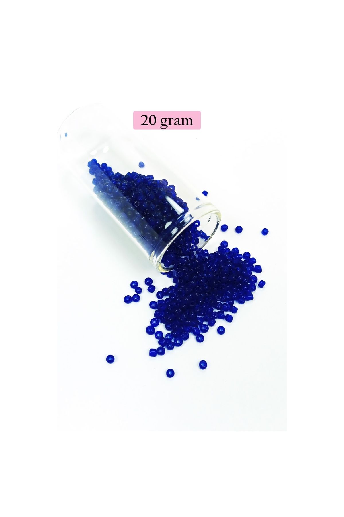 maarketim Dökme Cam Kum Boncuk (11/0) 2 mm - 20 Gram - Kral Mavi
