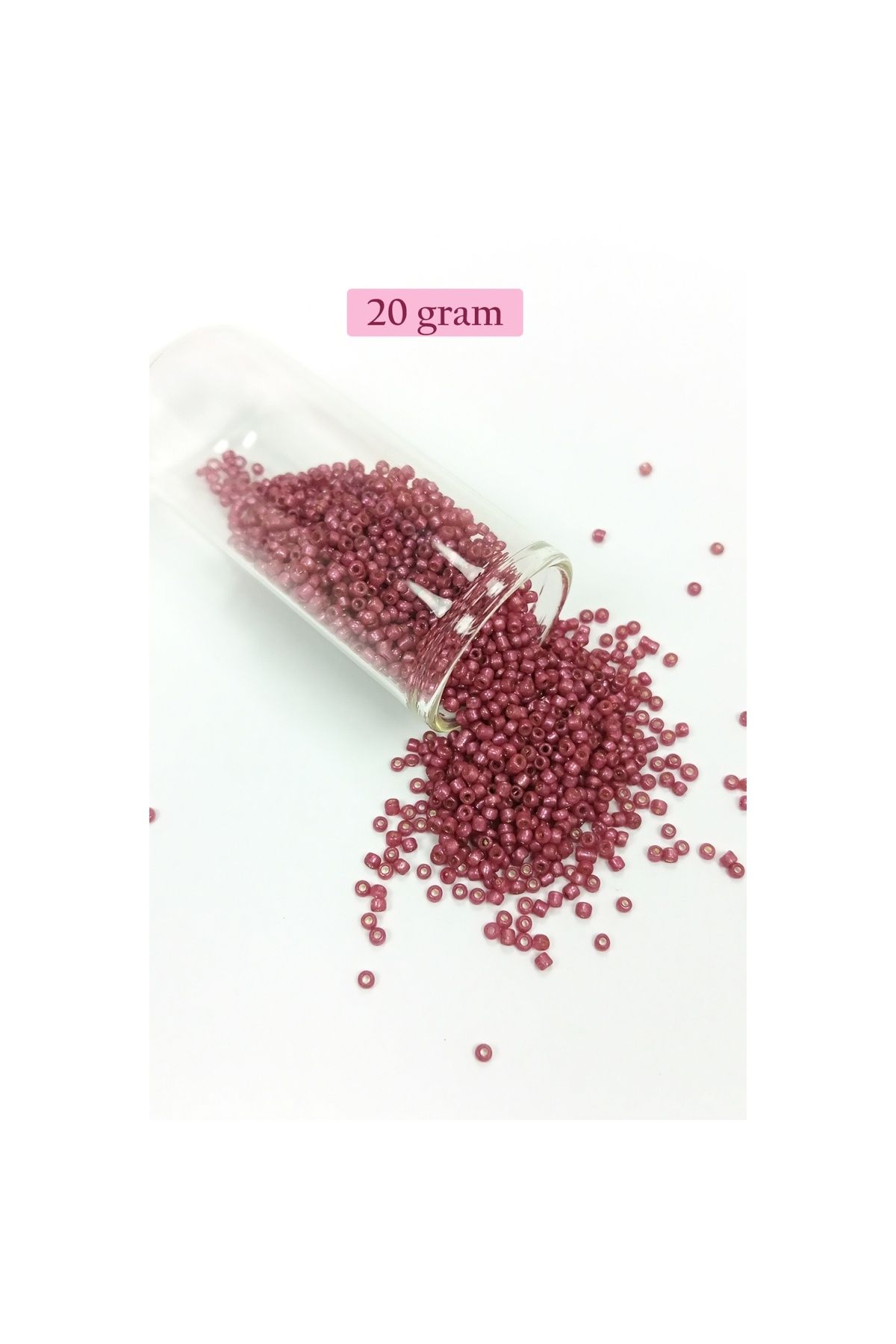 maarketim Dökme Cam Kum Boncuk (11/0) 2 mm - 20 Gram - Koyu Pembe