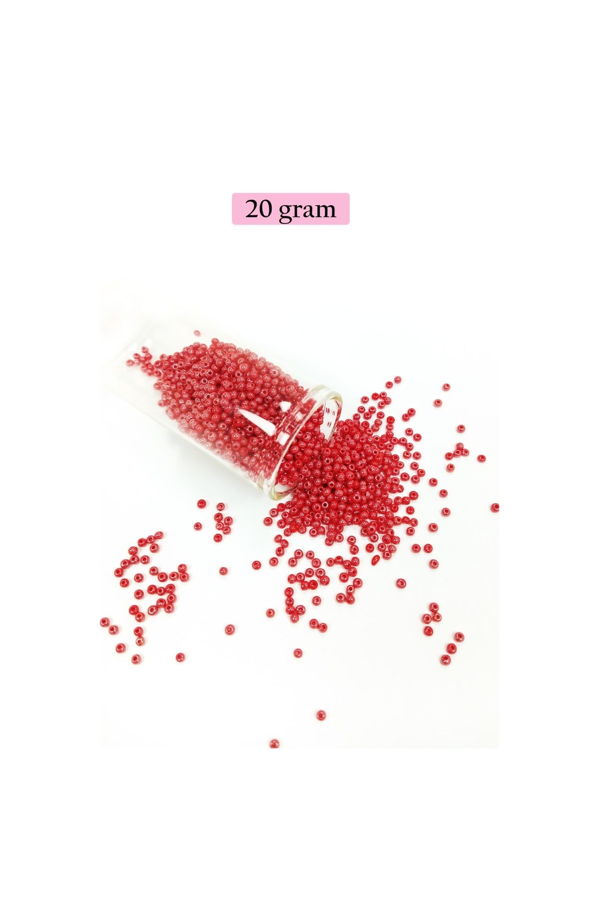 maarketim Dökme Cam Kum Boncuk (11/0) 2 mm - 20 Gram - Kırmızı