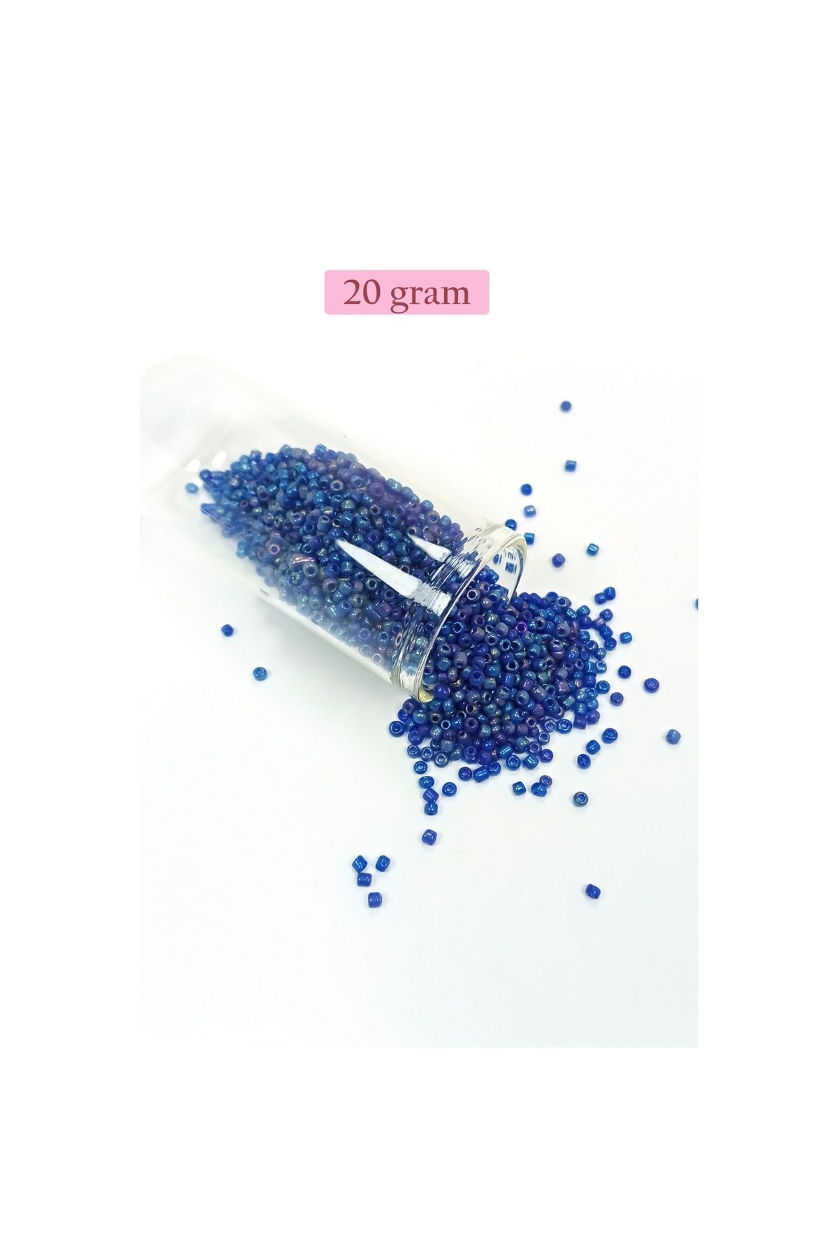 maarketim Dökme Cam Kum Boncuk (11/0) 2 mm - 20 Gram - Koyu Mavi