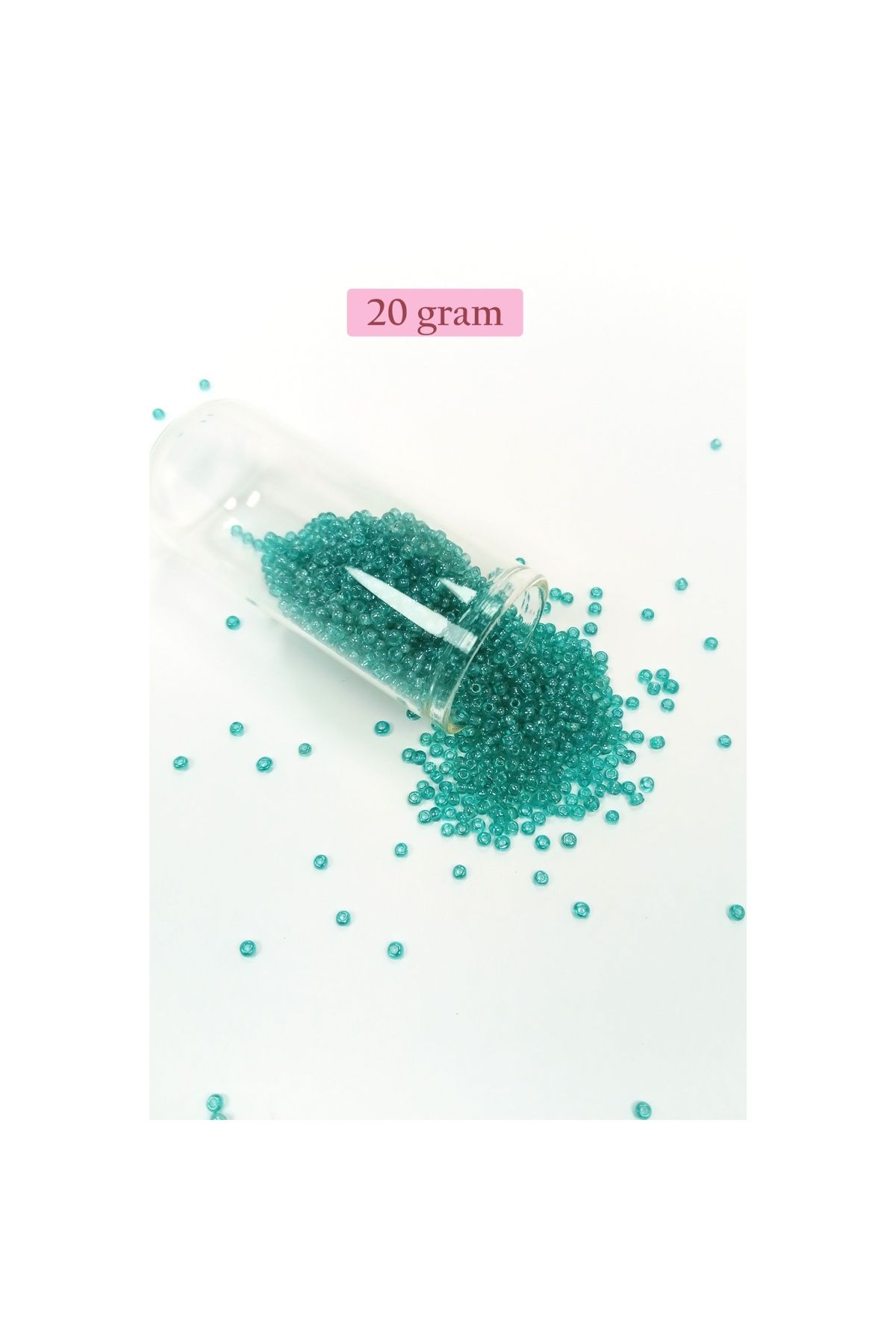 maarketim Dökme Cam Kum Boncuk (11/0) 2 mm - 20 Gram - Şeffaf Yeşil
