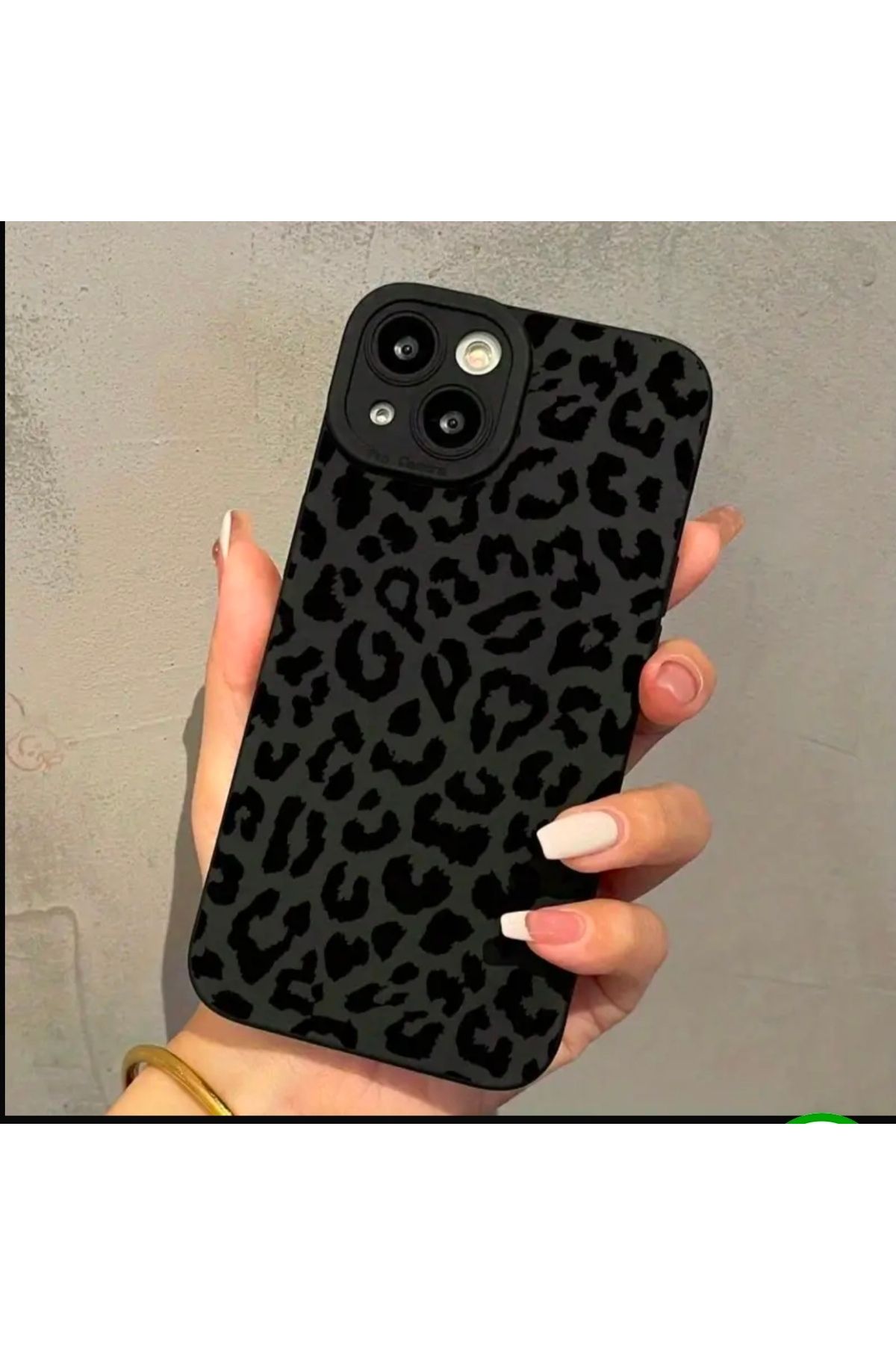 bkt accessory Siyah Leopar desenli Silikon kılıf,  Iphone 15 Pro Max ile uyumludur