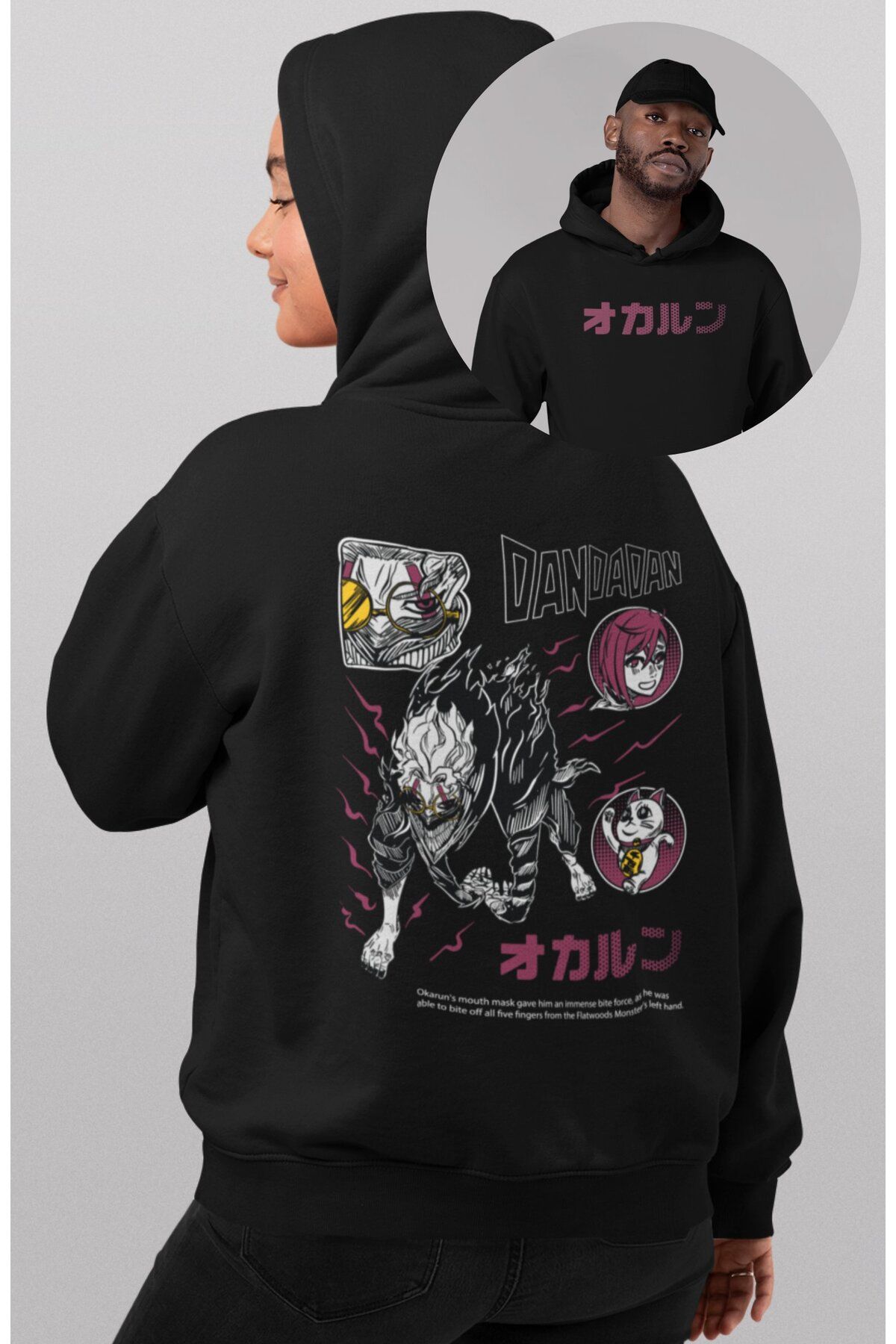 Fuddy Moda Oversize Dandadan Sırt Baskılı Kapüşonlu Sweatshirt, Unisex Anime Temalı Hoodie