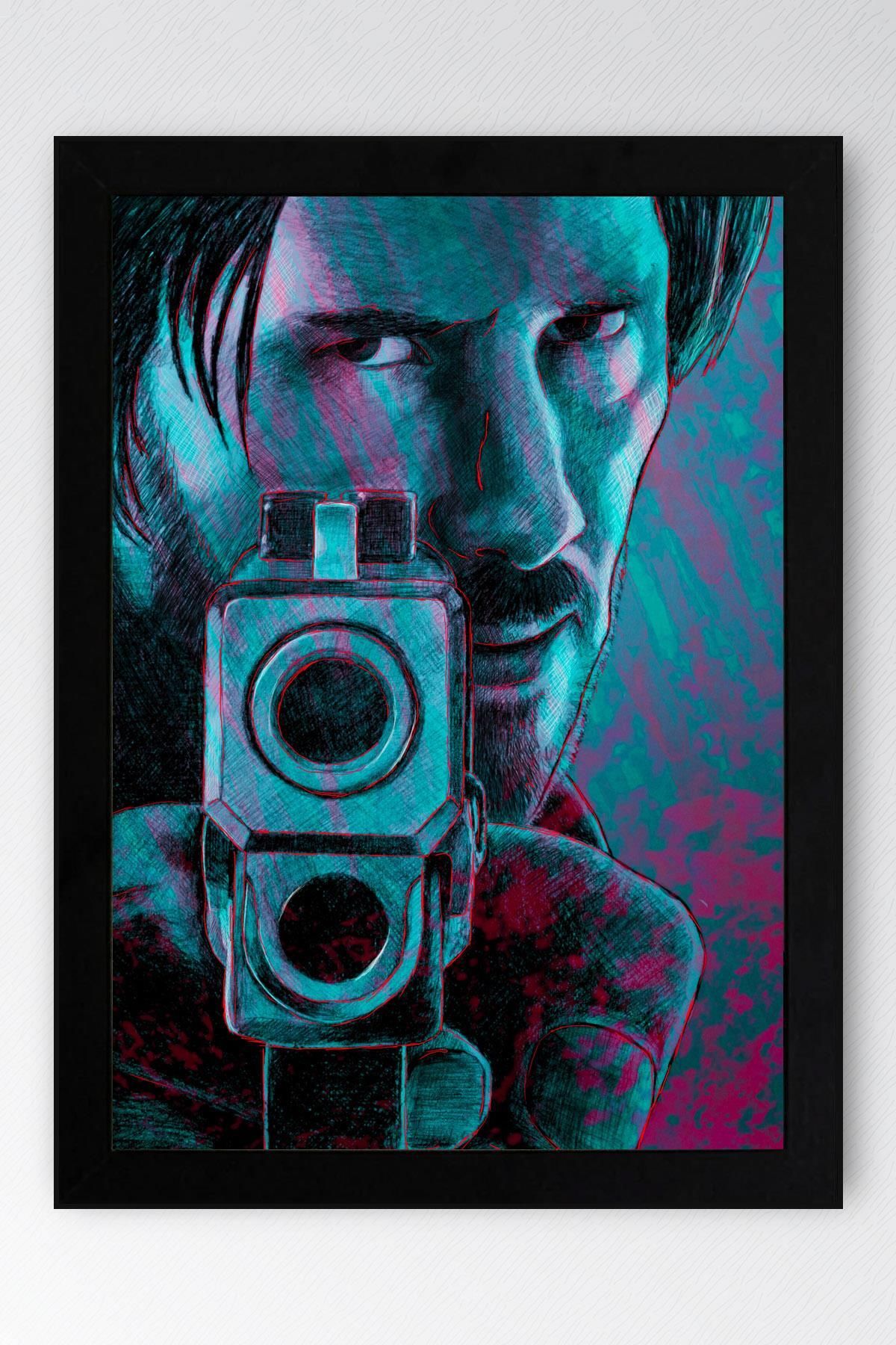 Saturn John Wick Çerçeveli Tablo - Film Posteri Tablo