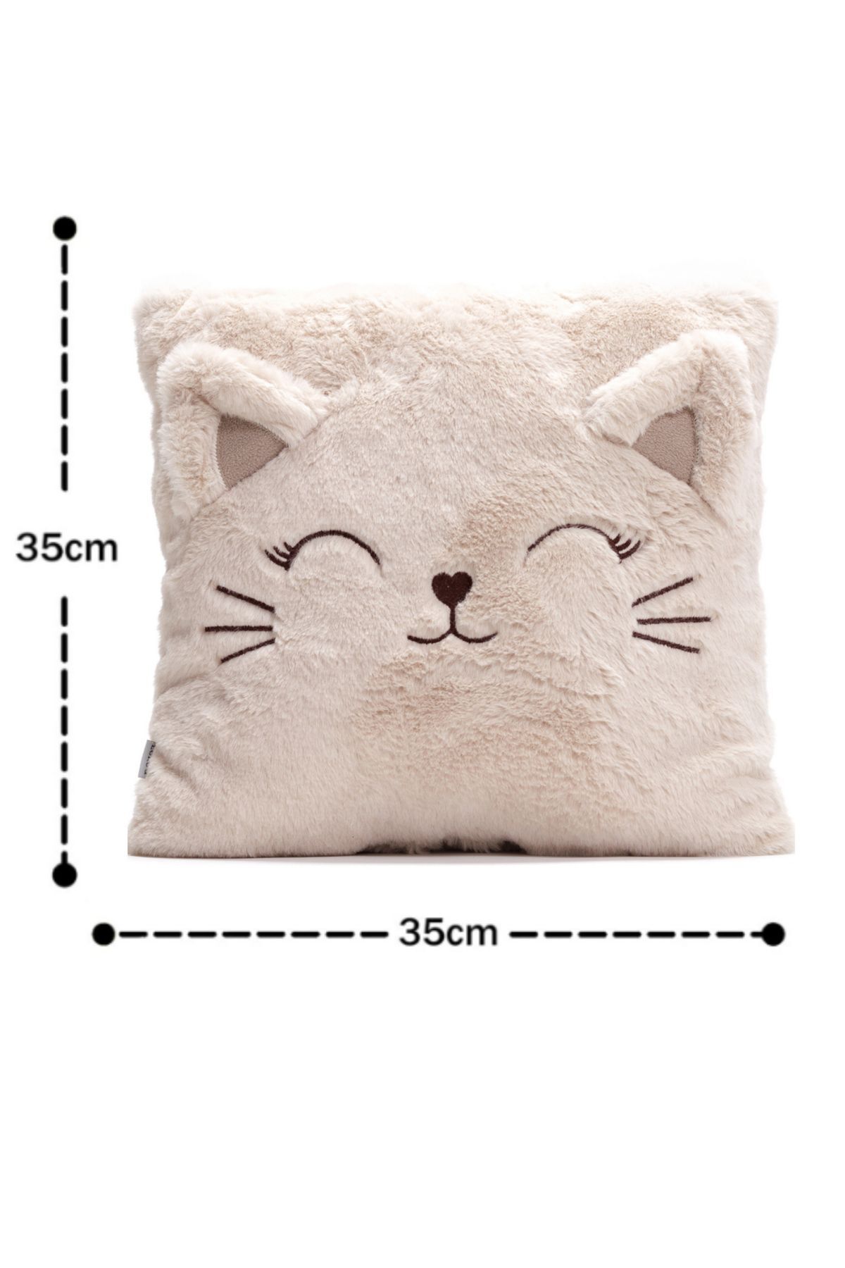 Ecrou-Cream Cat Figured Decorative Plush Cushion, Pillow 35 cm 6