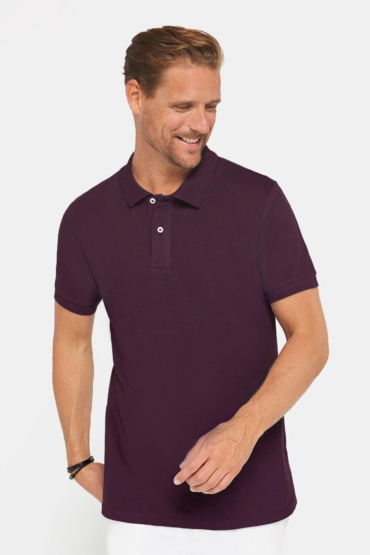 Tudors-Men's Slim Fit Slim Fit 100% Cotton Plum Polo Neck T-Shirt 1