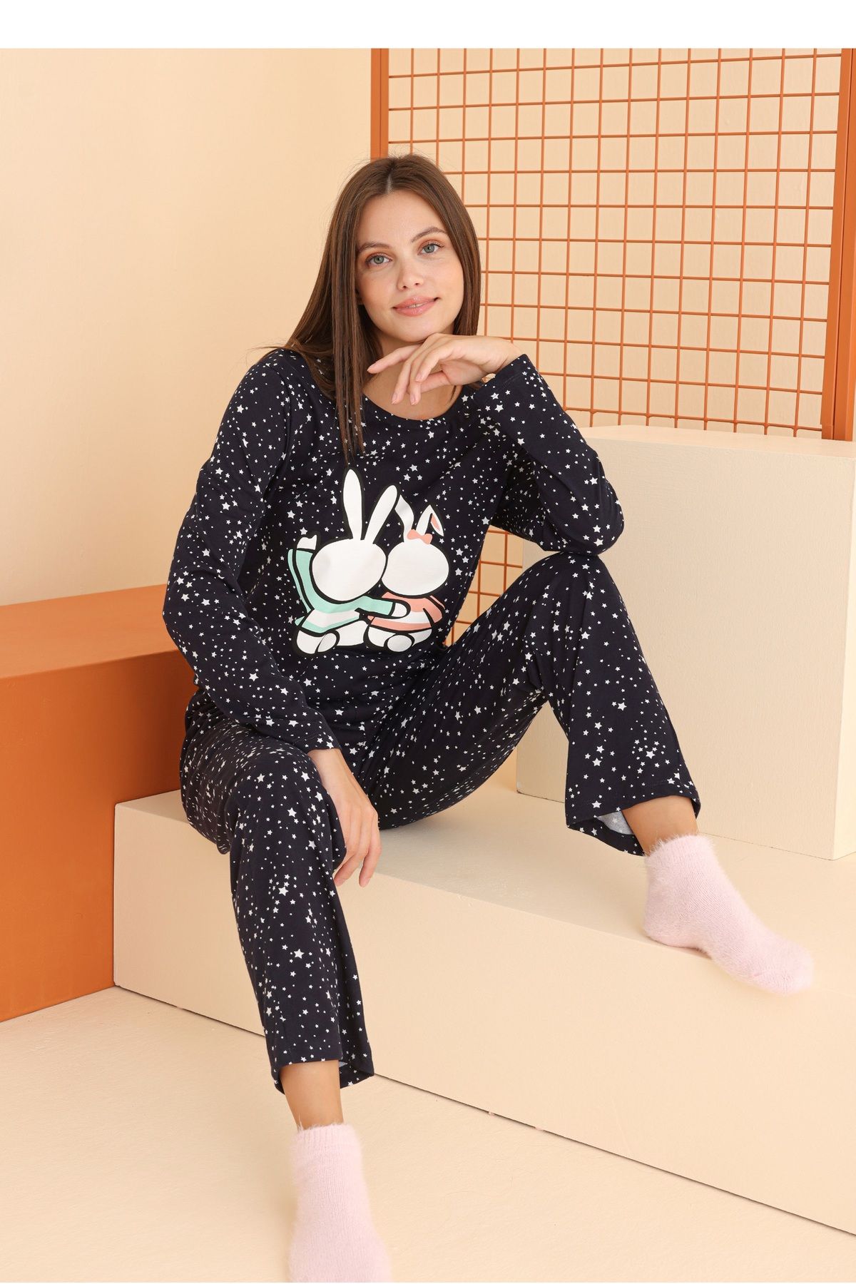 FS STORE NBB 68078 Pijama Takım  - Lacivert - Pamuk Kumaş