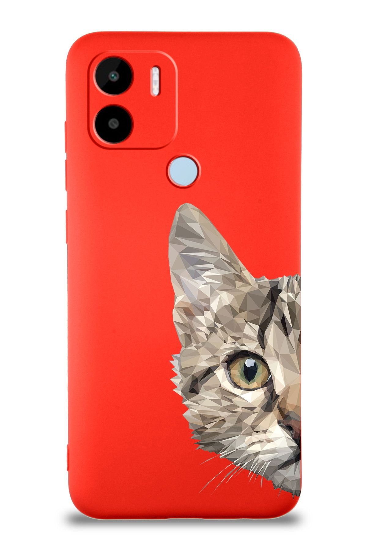 PrintiFy Xiaomi Redmi A1 / A2 Plus ile Uyumlu Catface Tasarımlı Kırmızı Lansman Kılıf