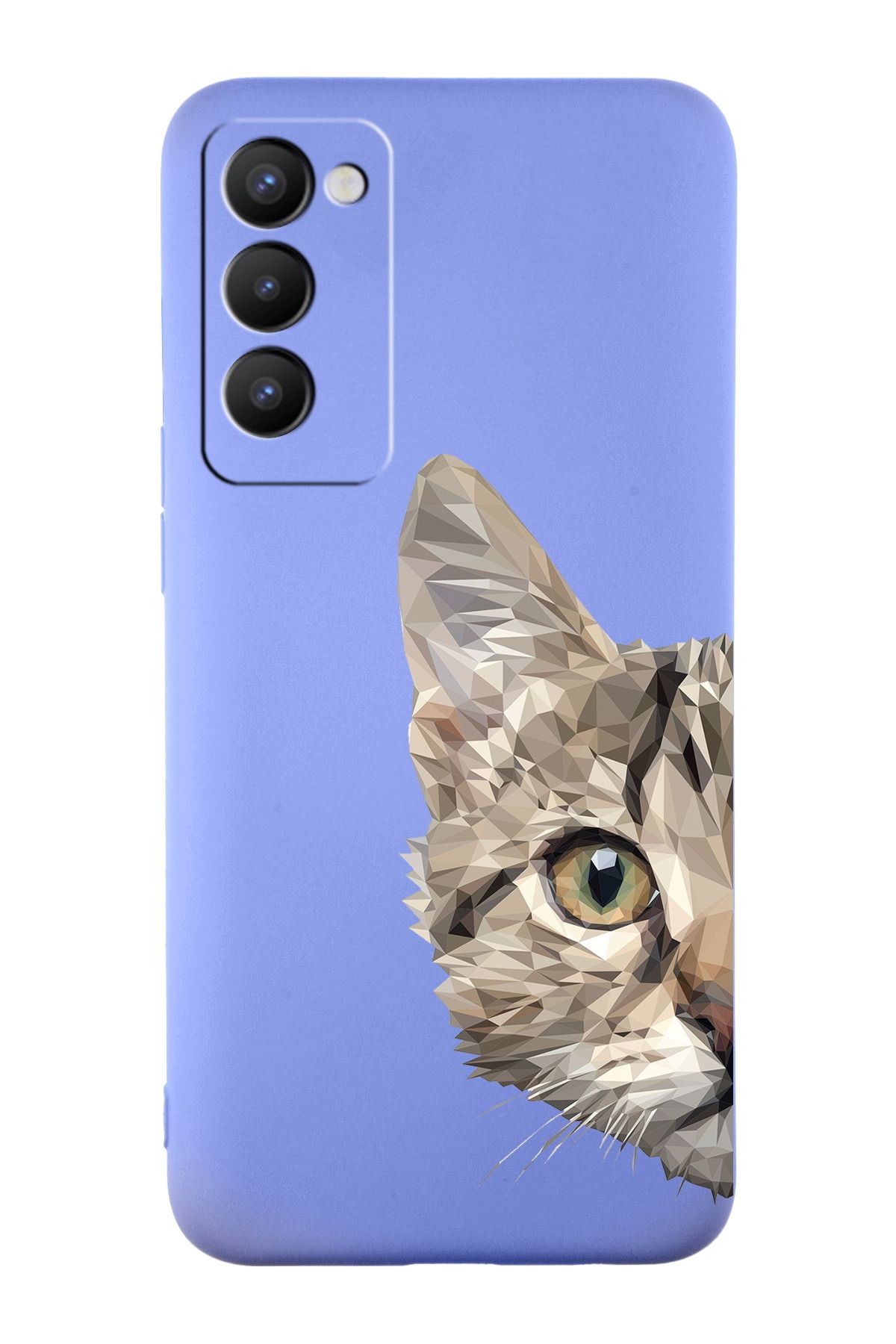 PrintiFy Tecno Camon 18P ile Uyumlu Catface Tasarımlı Lila Lansman Kılıf