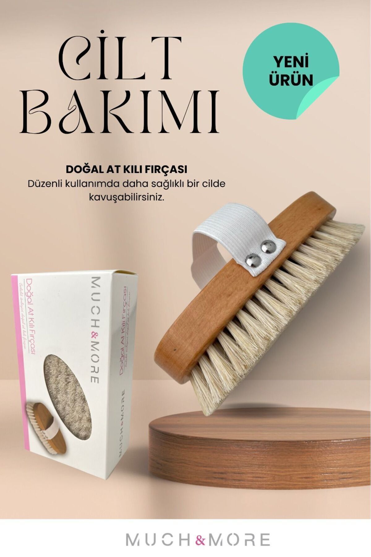Selülit Karşıtı %100 Doğal At Kılı Fırçası (Çiçek Toka Hediye) — MCHMR0011 — تصویر 6 از 7
