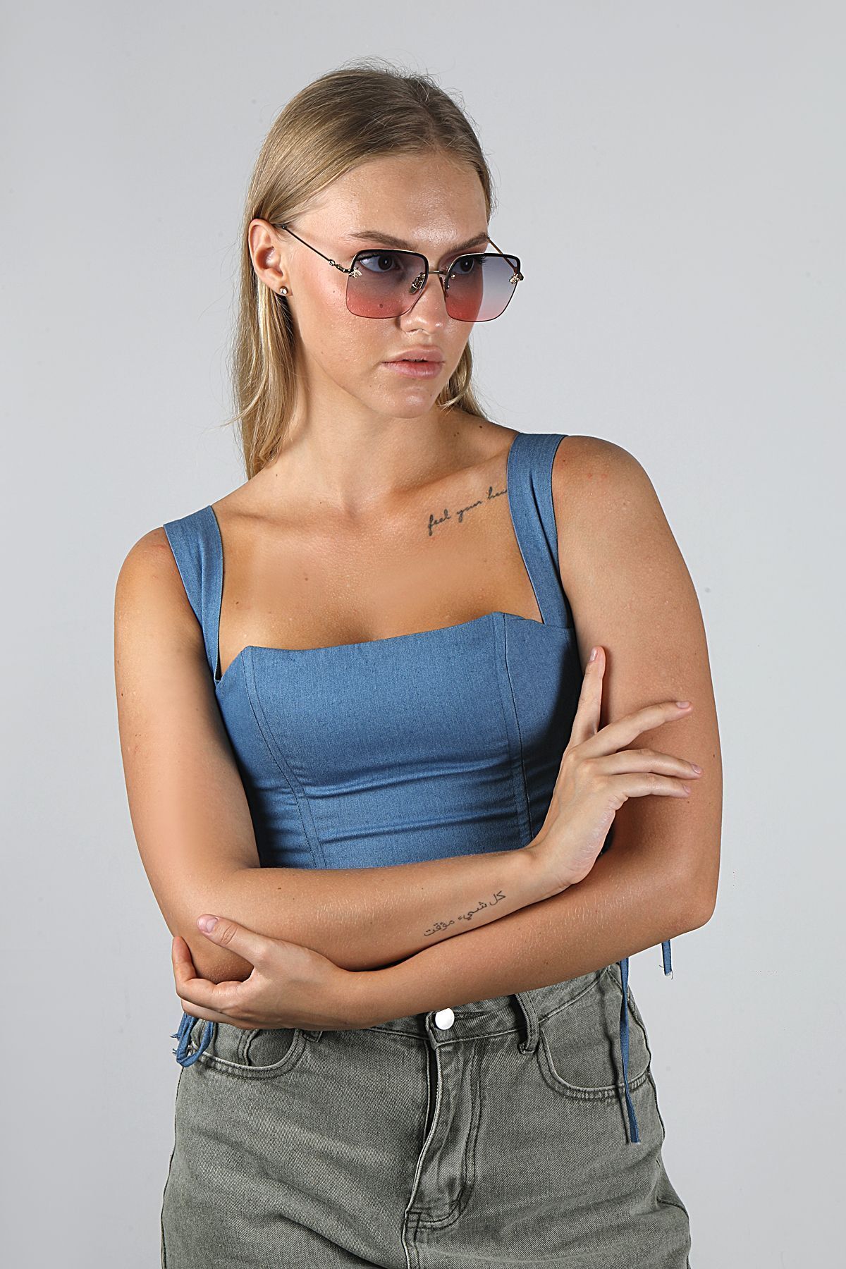 TomyHelf-Purple Glass Gold Frame Women's Sunglasses Ae1816C7B3467 4