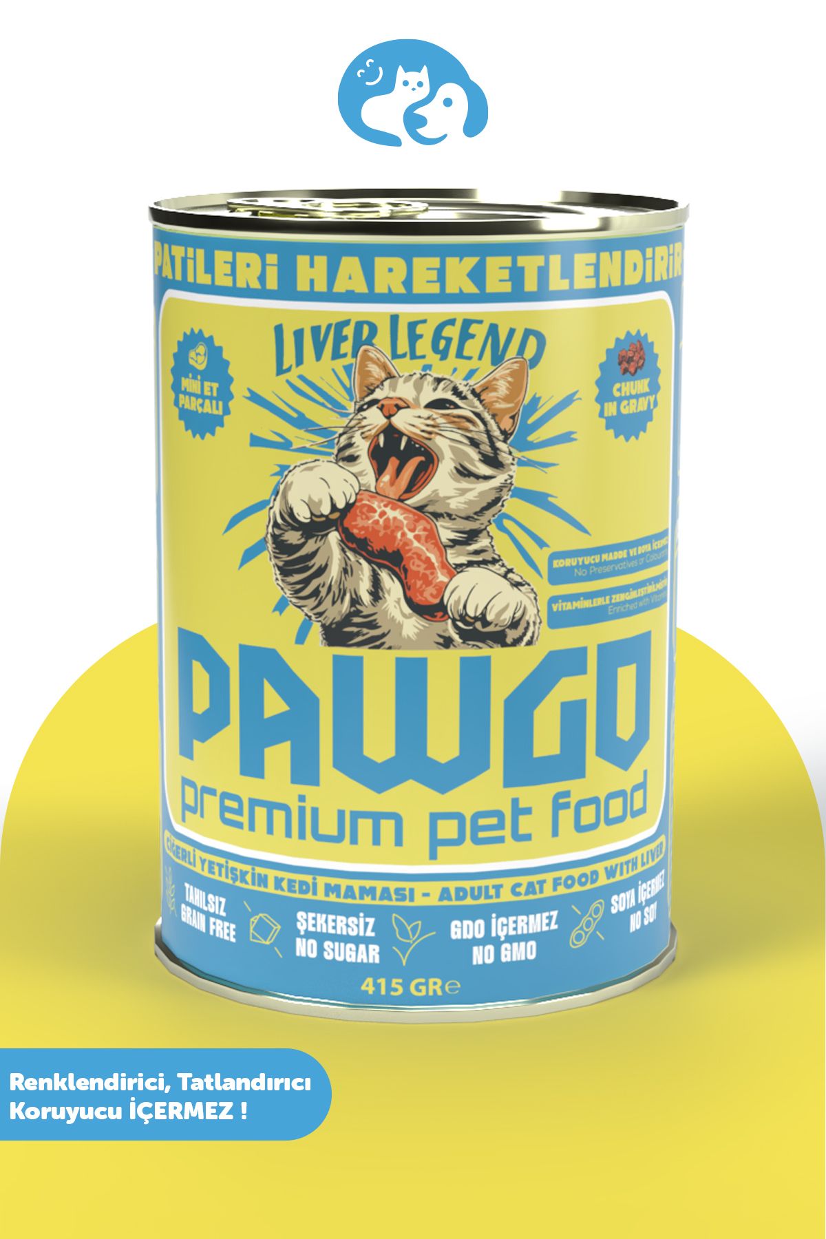 PAWGO Liver Legend | Ciğerli | Premium | Yetişkin | Mini Parça Etli | Kedi Yaş Mama | 415g