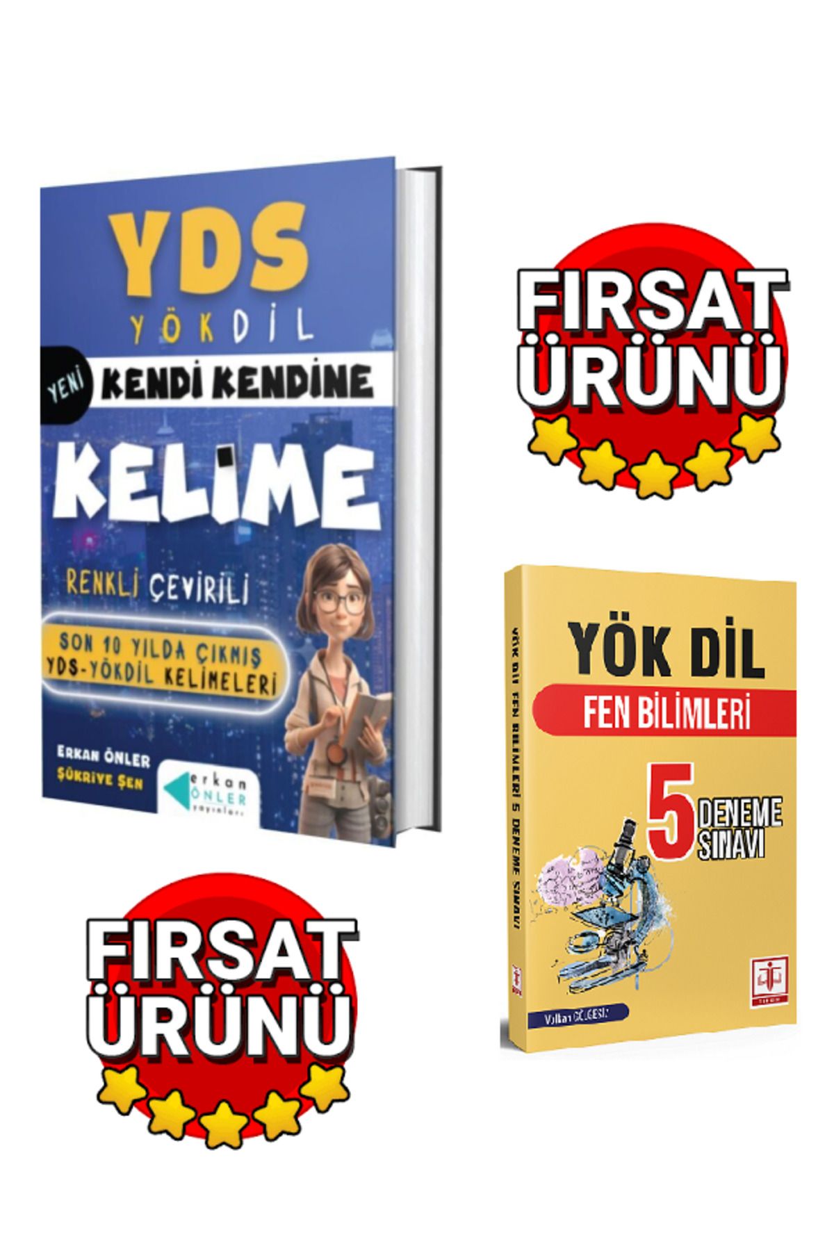 Tercih Akademi Yayınları Erkan Önler YDS YÖKDİL Kendi Kendine Kelime+YÖKDİL Fen 5 Deneme Seti(2Kitap)