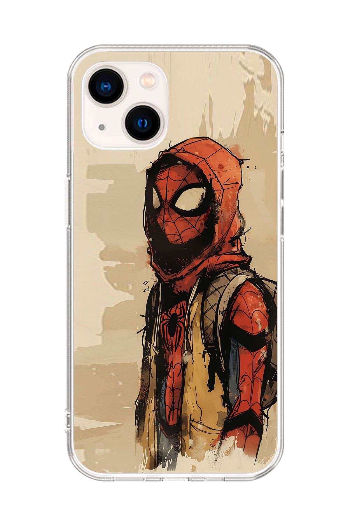 Dali Design iPhone 14 Plus Uyumlu Şeffaf Kılıf Spider-Man Tablo Tasarımlı