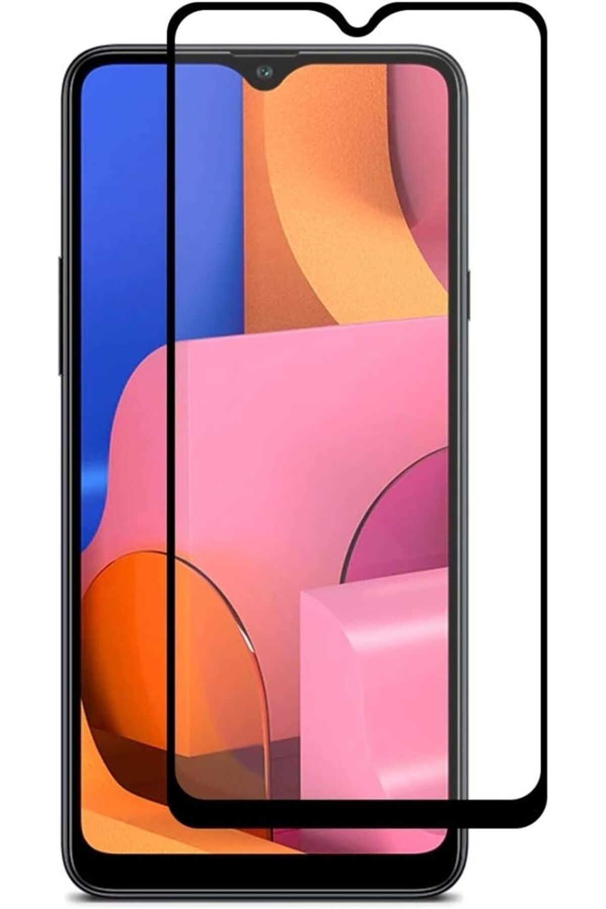 yenibagshop Samsung Galaxy A20s Tam Kaplayan Temperli Cam Ekran Koruyucu Siyah