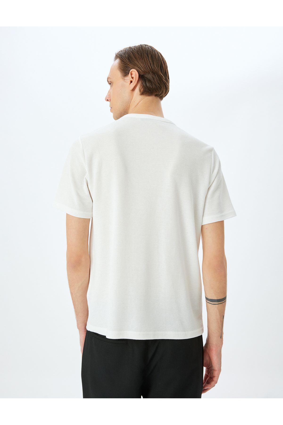 Koton-New Season Short Sleeve Regular Fit Label Detailed Waffle Textured Cotton Blend Bicycle 4