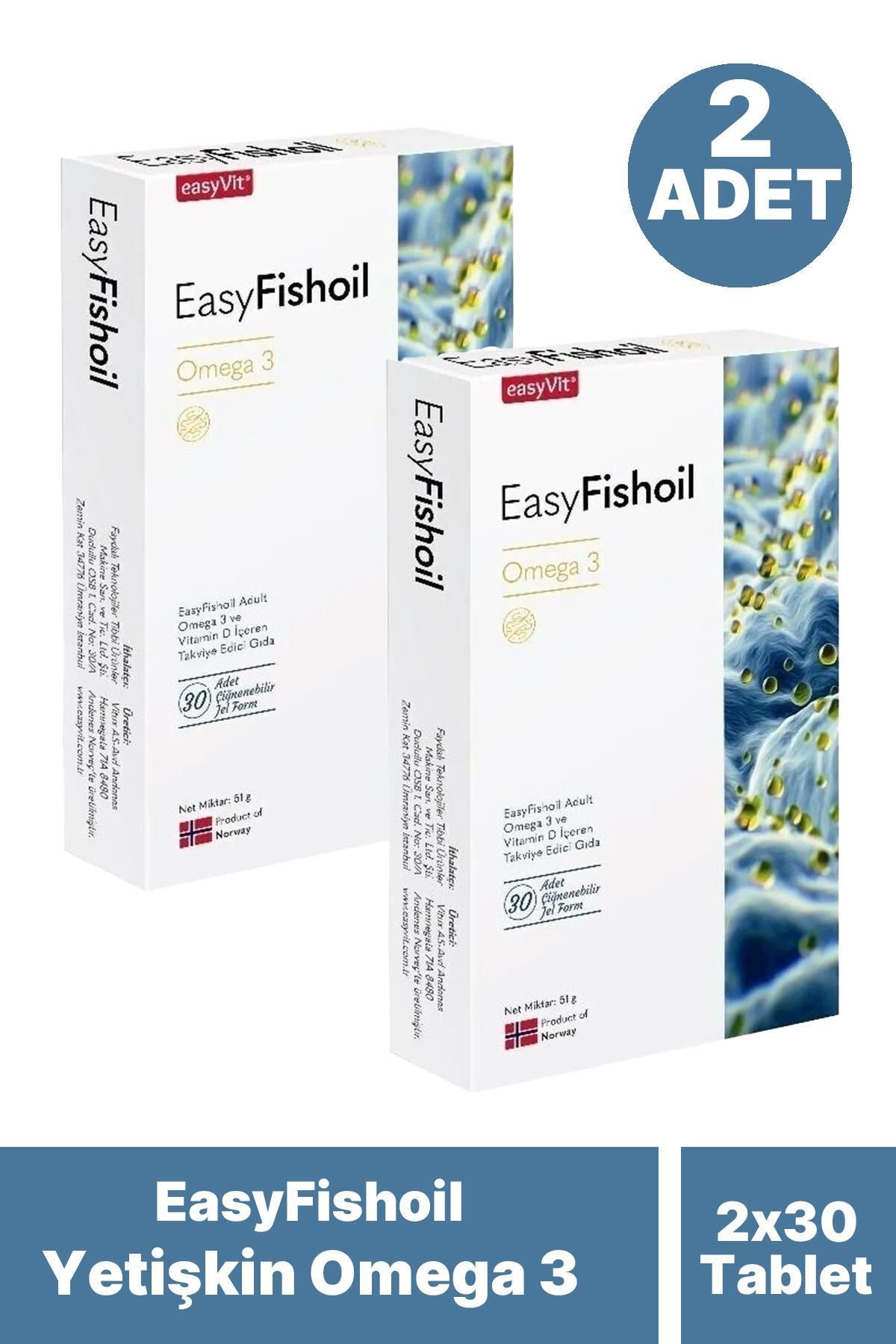 EASYVİT EasyFishoil Yetişkin 30 Çiğnenebilir Jel Form 2 Adet