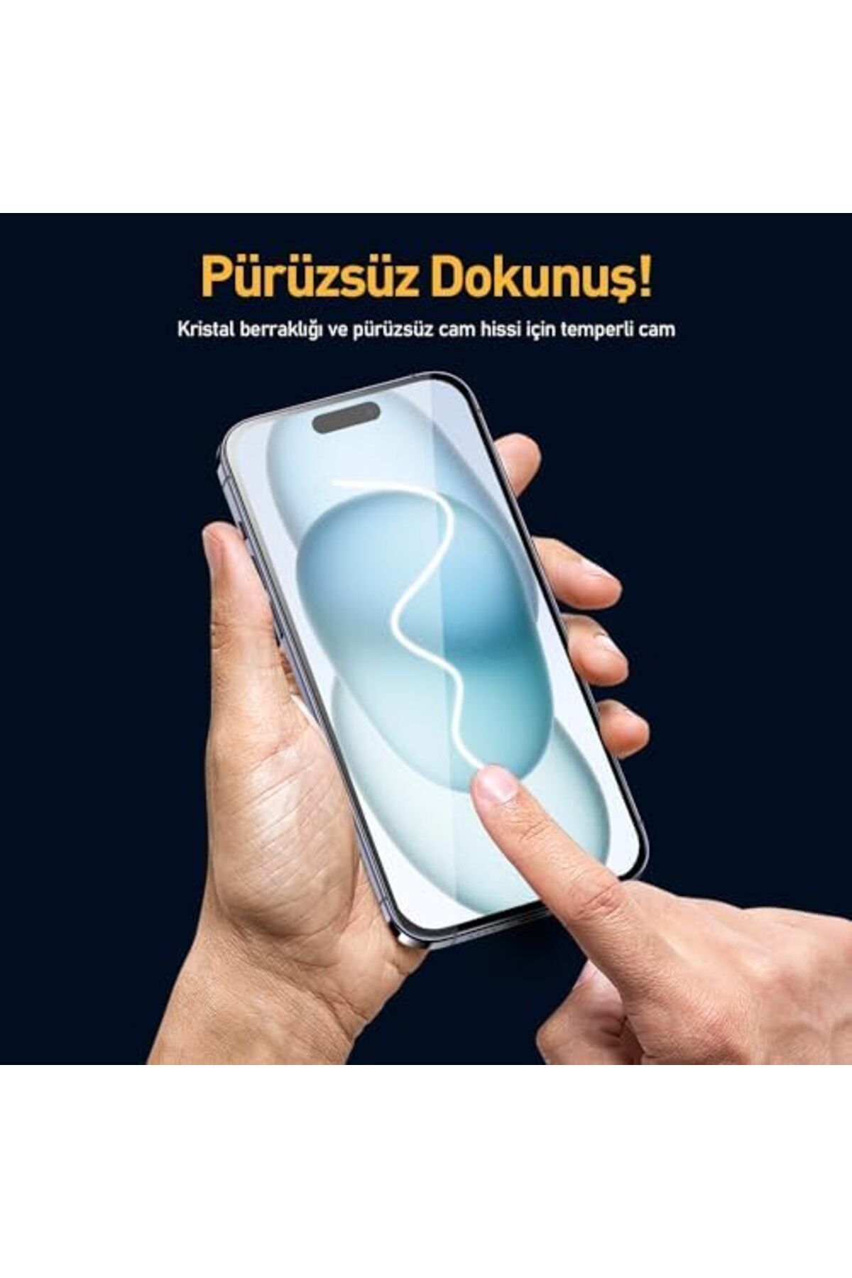 yenibagshop iPhone 15 5D EasyFit 2 Adet Kolay Uygulama Aparatlı Ekran Koruyucu Temperli Cam