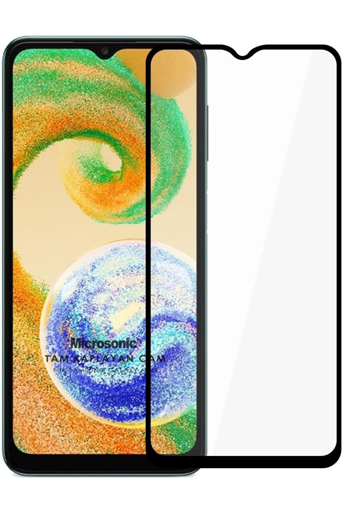 STOREMAX Erhnshp Galaxy A04S Tam Kaplayan Temperli Cam Ekran Koruyucu Siyah rnbuyshop 995340