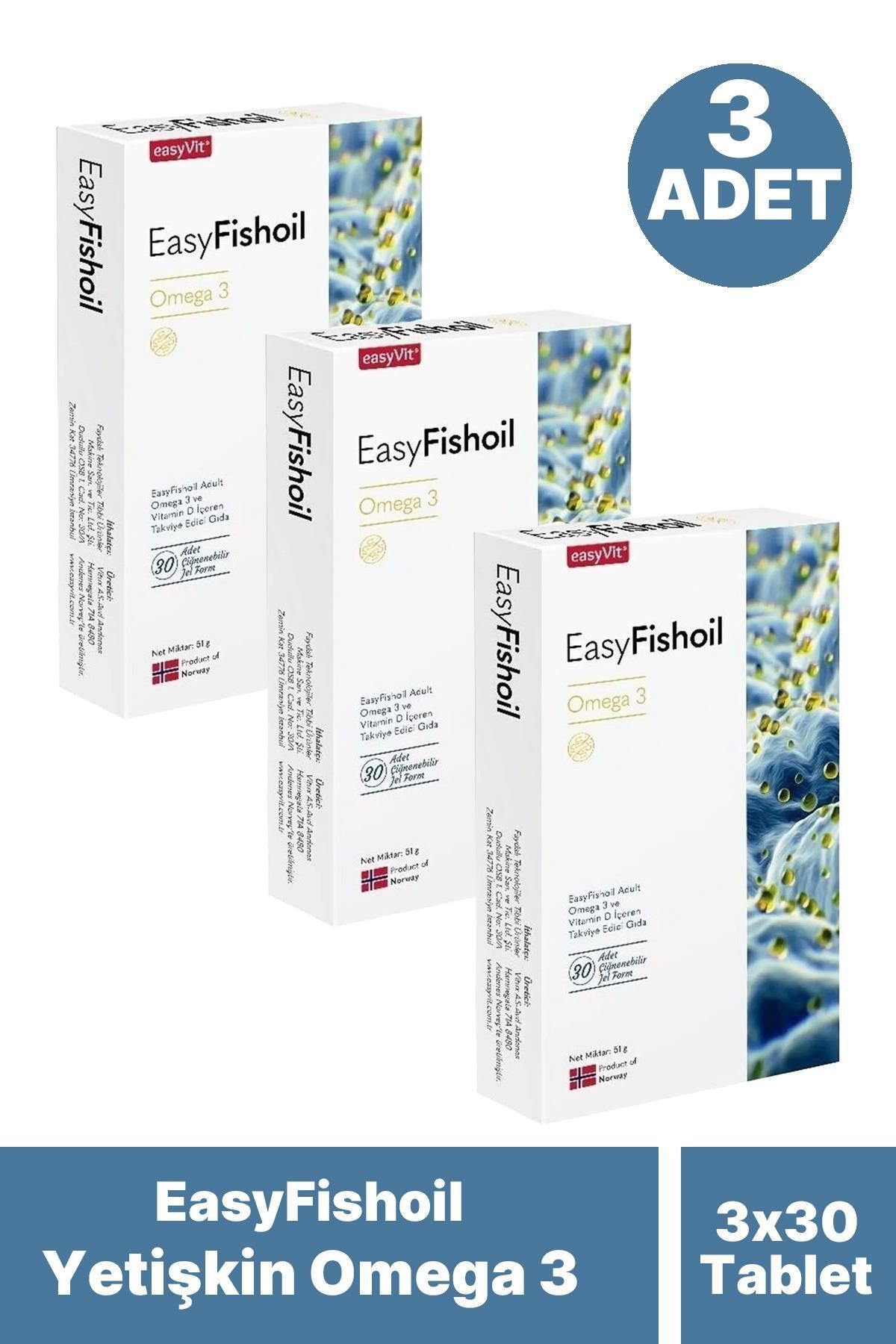 EASYVİT EasyFishoil Yetişkin 30 Çiğnenebilir Jel Form 3 Adet