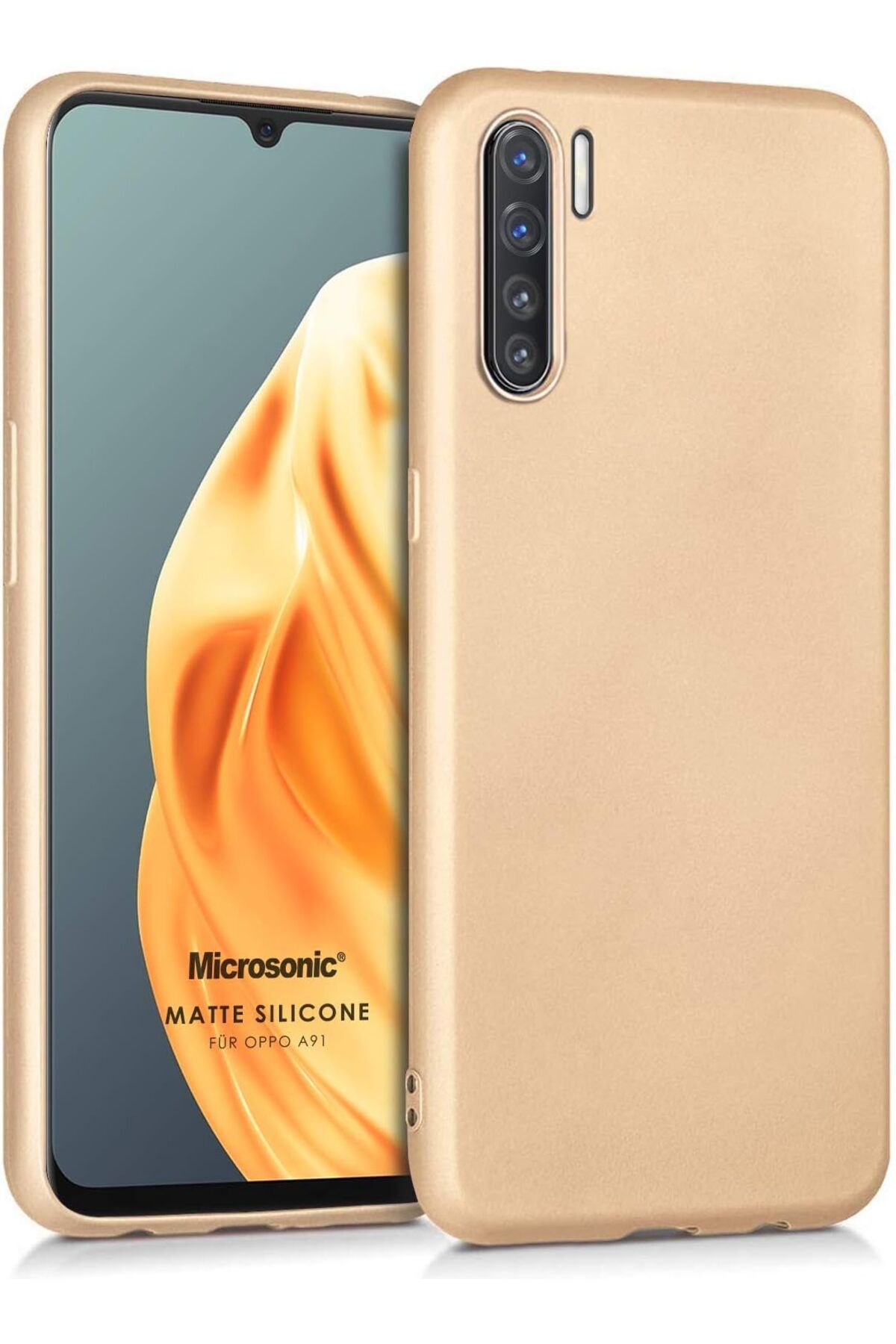 STOREMAX cmllashop Matte Silicone Oppo A91 için Kılıf Gold [A91 ile Uyumlu Kılıf - Gold] 542093