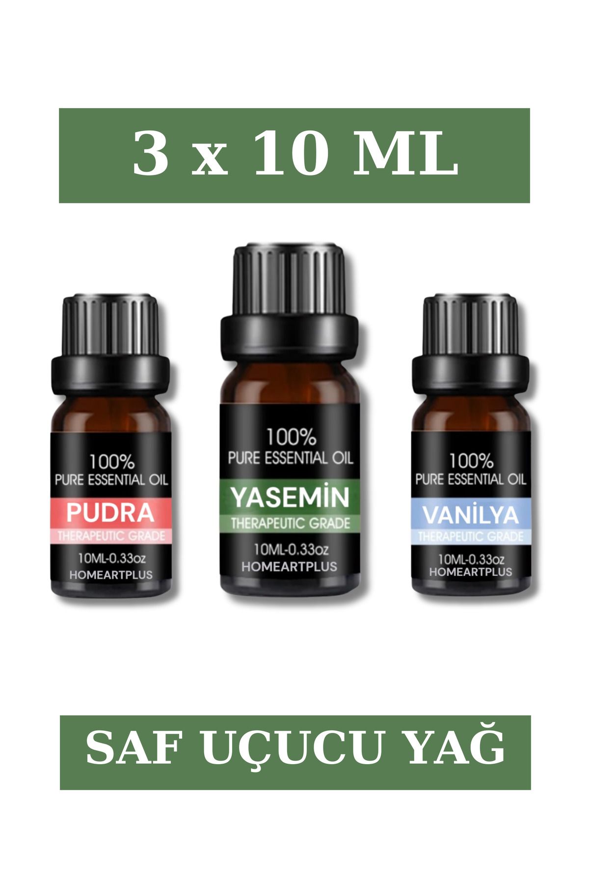 homeartplus 3x10 ml Esans Bebek Pudrası  , Vanilya , Yasemin  Koku Buhurdanlık Yağı Ve Aromaterapi yağı