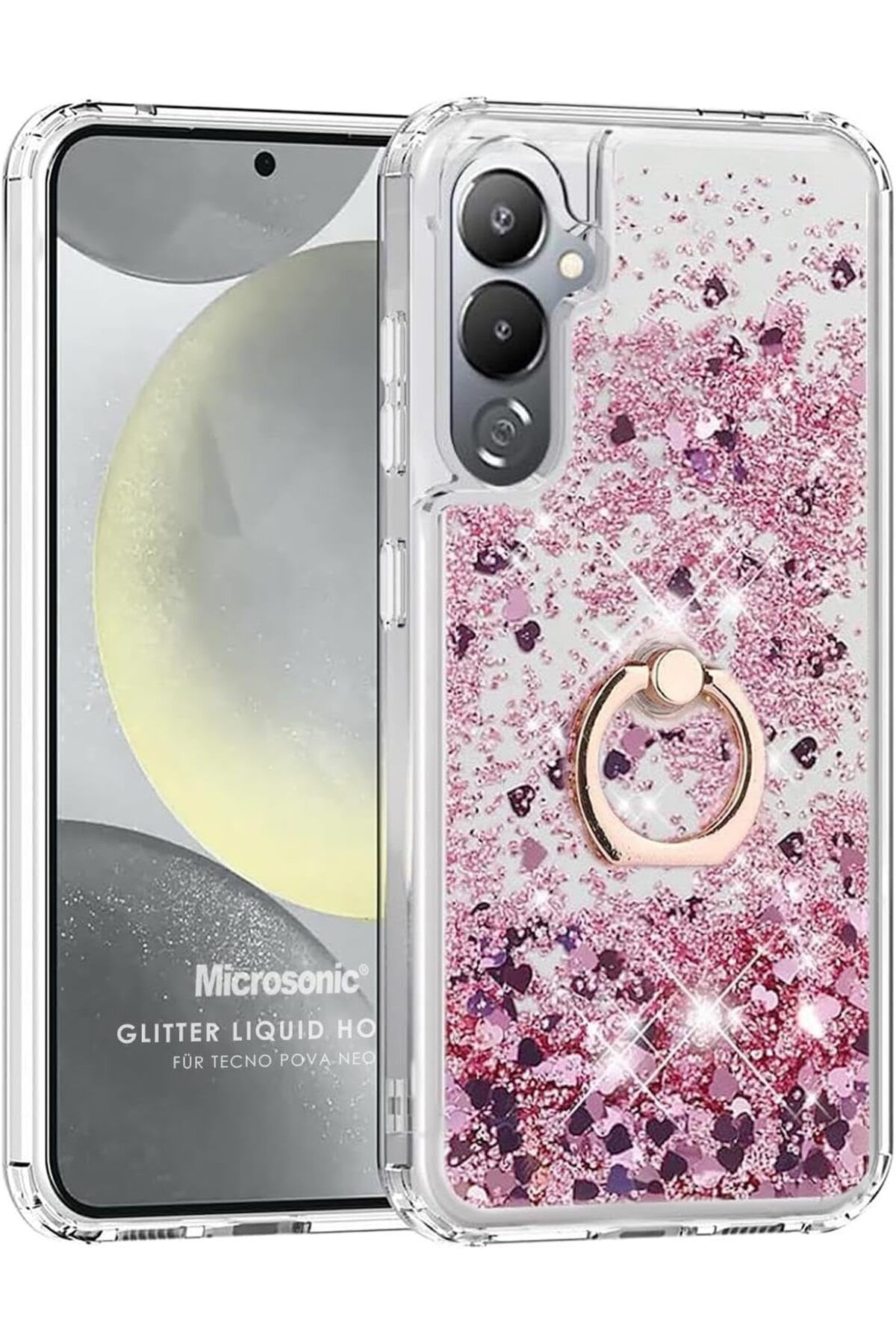 STOREMAX srhtDS TECNO Pova 4 Pro için Kılıf Glitter Liquid Holder Pembe [Pova 4 Pro ile Uyumlu Kılıf - P