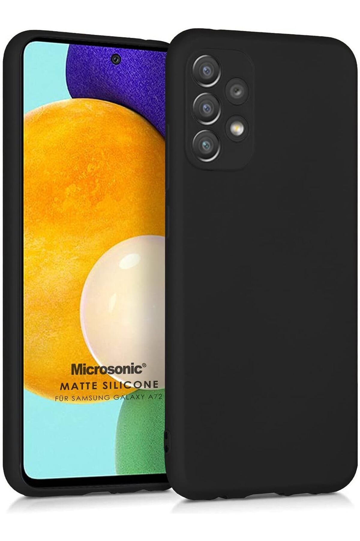 STOREMAX nffashopm Matte Silicone Galaxy A72 için Kılıf Siyah [Galaxy A72 ile Uyumlu Kılıf - Siyah] sto