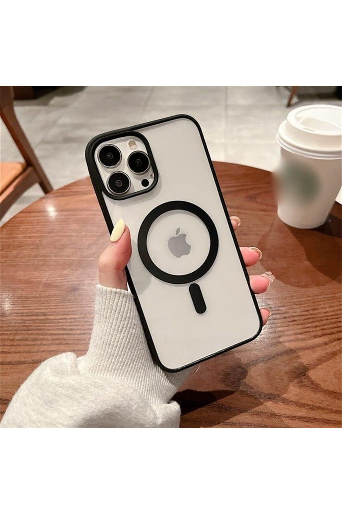STOREMAX cmllashop aks iphone 14 için kablosuz şarj ile uyumlu, kamera lens korumalı lazer kılıf siyah