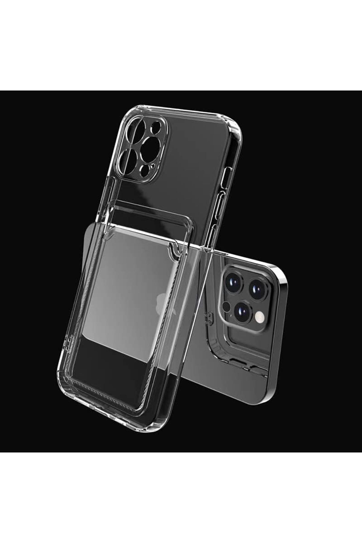 STOREMAX srhtDS iPhone Uyumlu Full Şeffaf Darbe Emici Kamera Koruyuculu Kartlık Kılıf (iPhone 13 Pro Şef