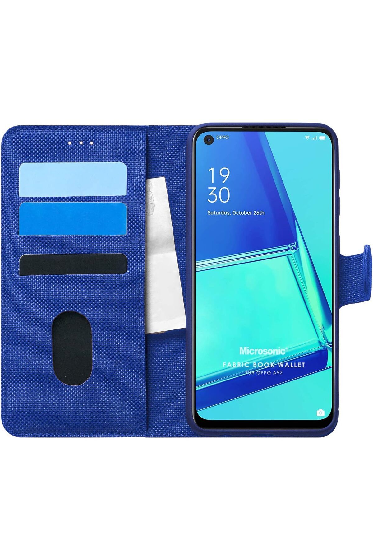 yenibagshop Oppo A92 için Kılıf Fabric Book Wallet Lacivert [A92 ile Uyumlu Kılıf - Lacivert]